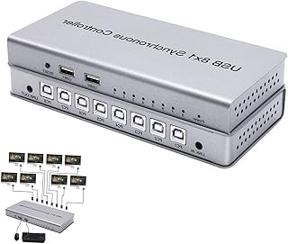 Silver Sync Controller - USB Keyboard Mouse Synchronizer Controller, Plug and Play KVM Controller, Support for Windows/ Linux and Other Systems, Game Controller for Multiple PCs ( Size : 8 ports )