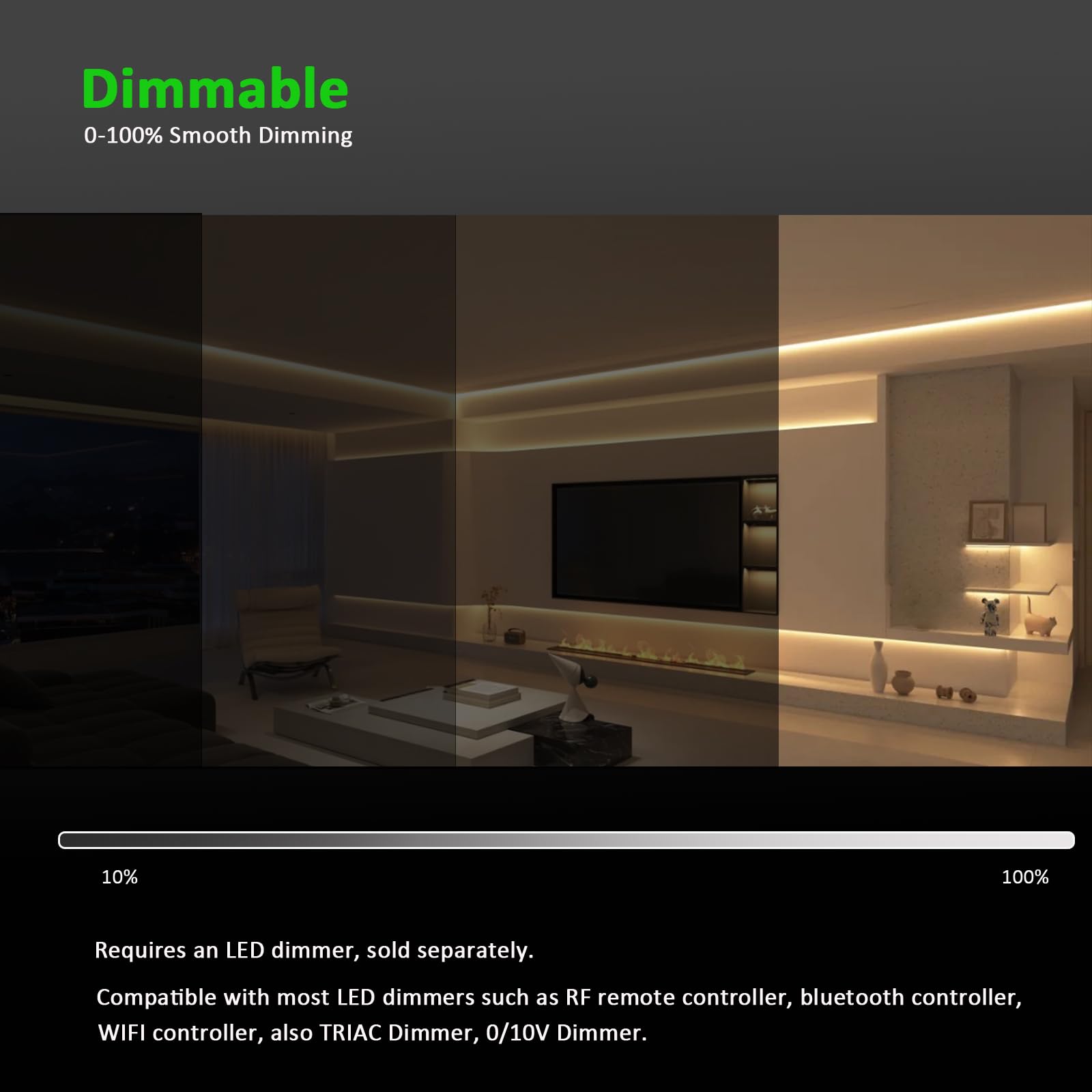 JOYLIT 24V COB LED Streifen 5M 3000K Warm Weiß 480LEDs/M IP65 Wasserdicht, CE UL ProLED 18W/M 9510LM Sehr Hell CRI 95+ Ohne Punkte Dimmbar LED Band für Gewerbe, Haushalt (Netzteil Nicht Enthalten) | CE UL, CRI 95+ 480LEDs/m punktlos, dimmbar, warmweiß, se