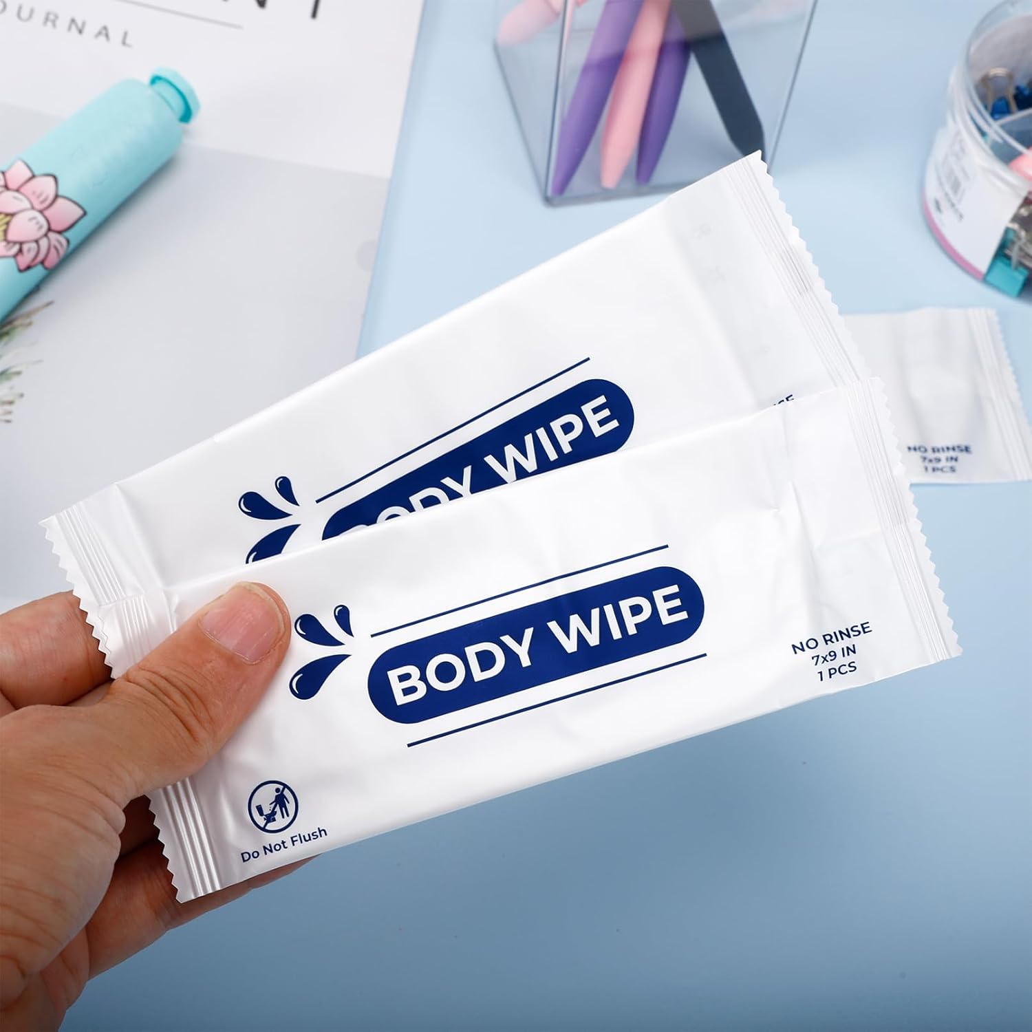 200pcs Body Wet Wipes Individually Wrapped, Wet Wipe with Aloe, Hand Wipe for Travel Gym Camping, Adults Bathing No Rinse
