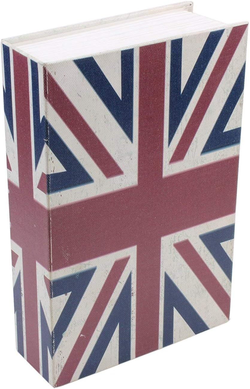 VITION Book Safe with Key Lock, Home Dictionary Diversion Secret Book Metal Safe Lock Box (UK Flag Design, Large)