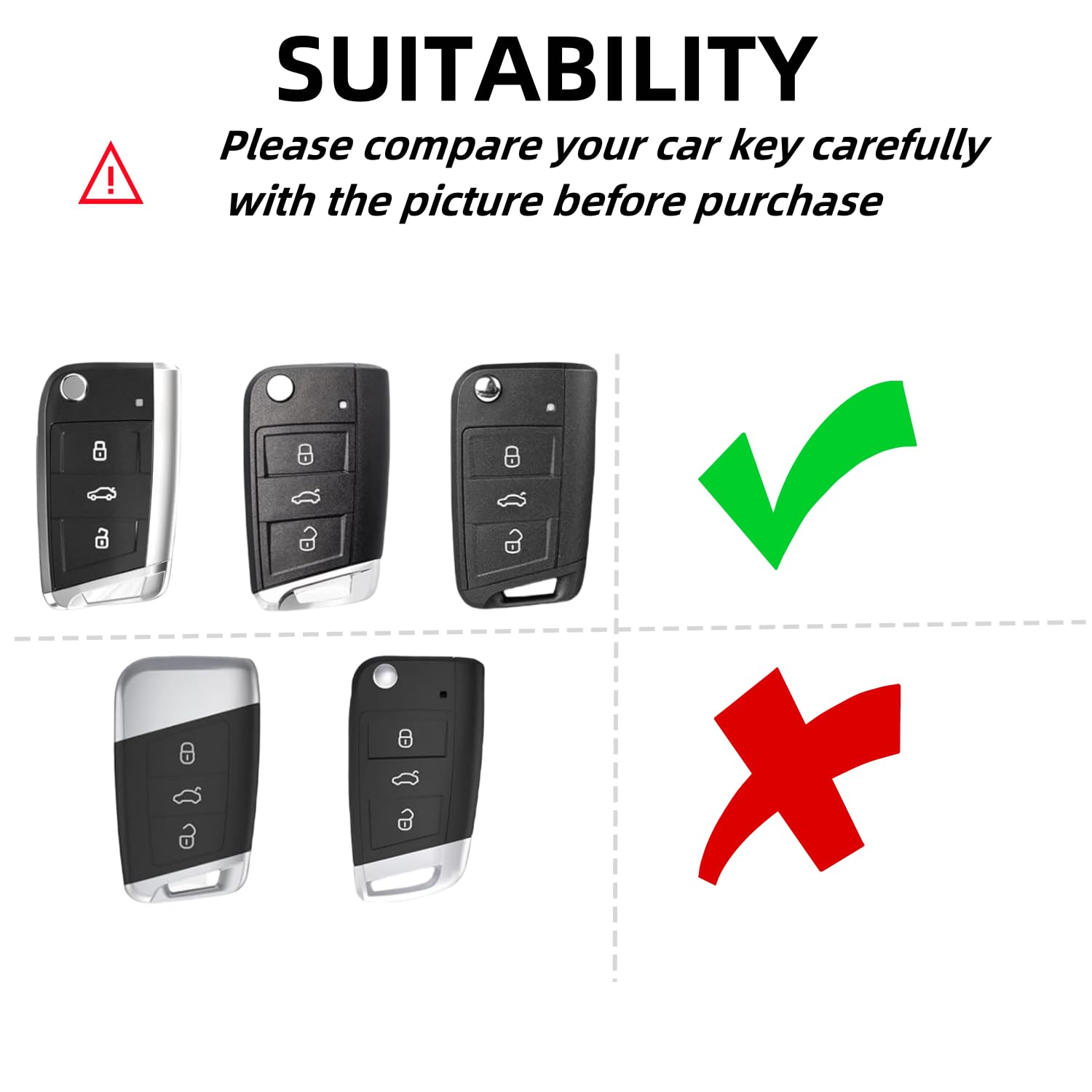 RUXYAXFOL TPU custodia per chiavi auto, adatta per VW Touareg Touran Seat Leon Fabia Ibiza Skoda Fabia Octavia Superb Polo Golf 7 Mk7 custodia chiavi auto, 2 pezzi, nero e argento