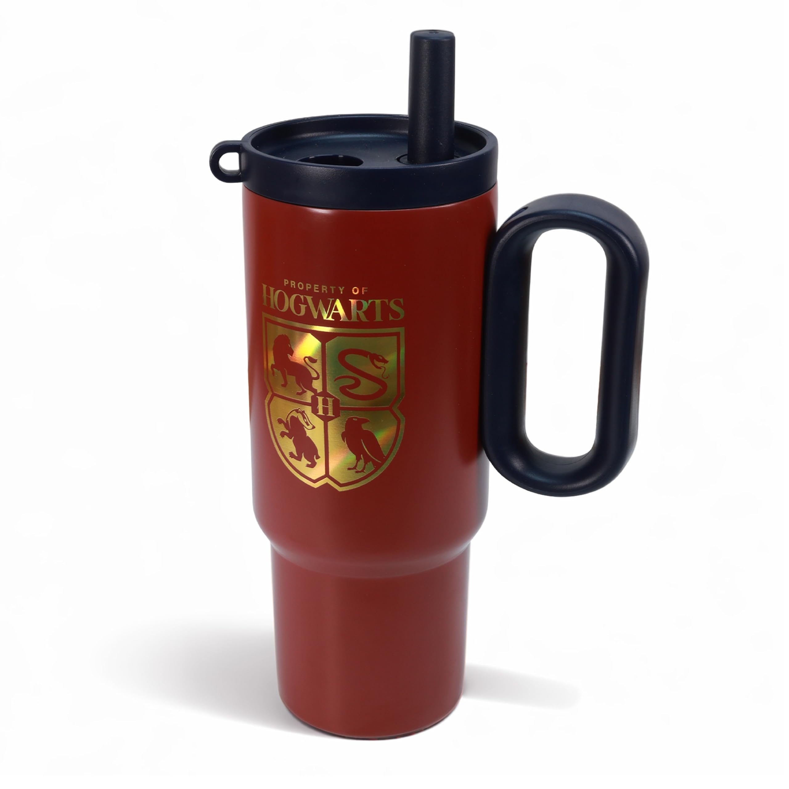 Blue Sky Studios Harry Potter Straw Cup with Fruit Infuser – 700ml Official Property of Hogwarts Tumbler – Water Bottle with Lid & Handle – Gryffindor Colours & Gold Foil