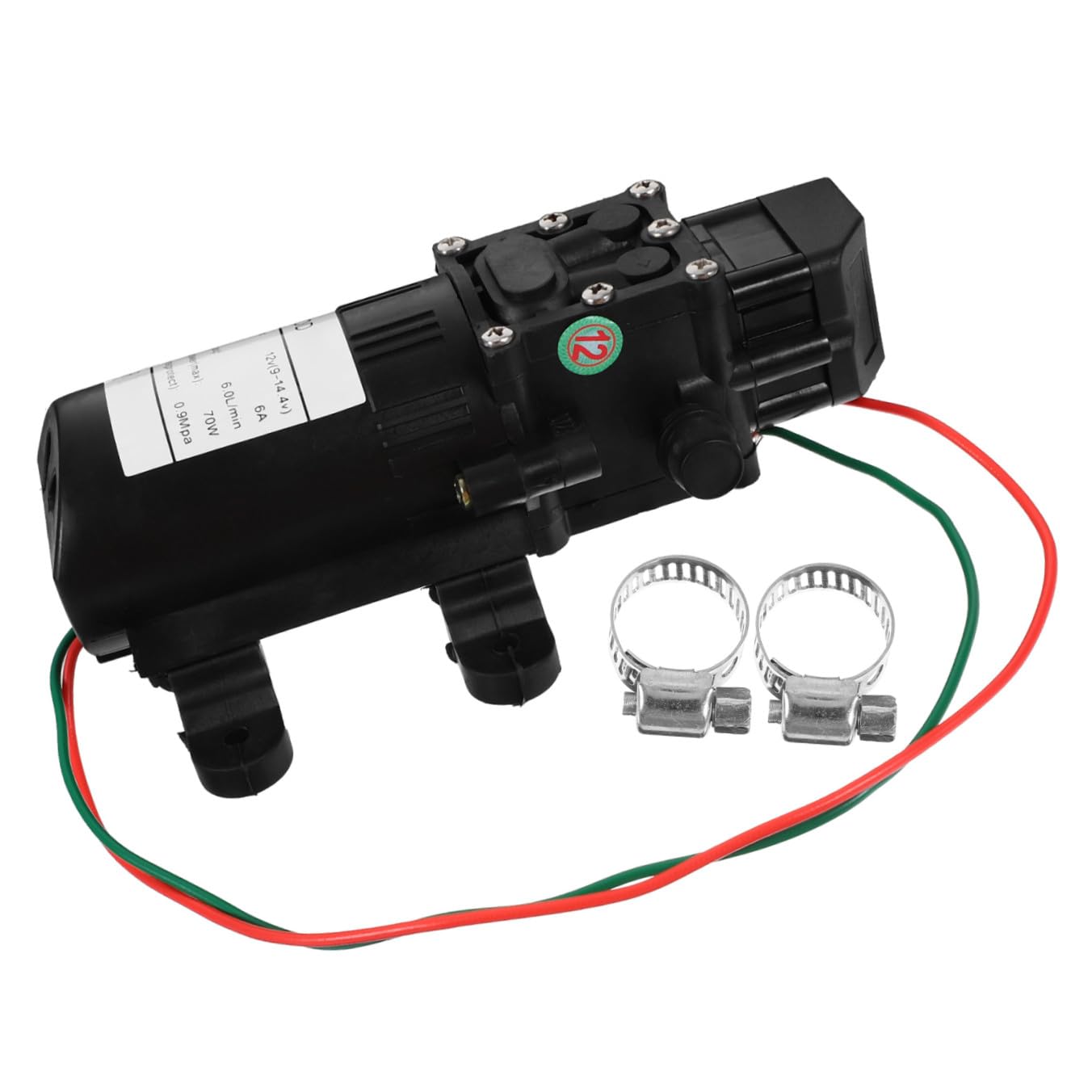 Toddmomy Bomba de Diafragma Eléctrica 12v 70w para Pulverización, Autocebante, Alta Presión y Flujo, Tamaño Compacto, Adecuado para Sistemas de Riego y Lavado de Coches