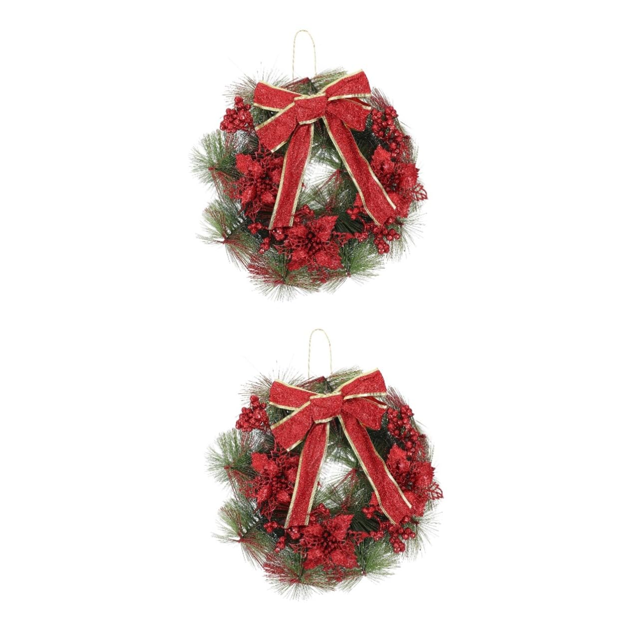 Ciieeo 2 Pièces Guirlande de Noël Decoration Noel Traditionnel Pendentif Noel Fleur Noel Accessoires Photo Noel Guirlande accesoire Noel Ménage Couronne Décoration décorer Plastique Rouge