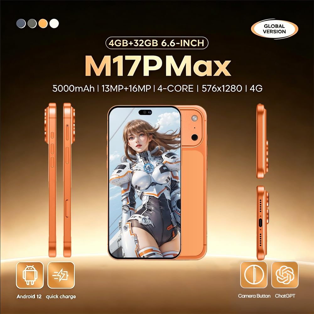 McMgc Téléphone Portable 4G Débloqué 6.6" Incell, 4Go+32Go Extensible 256Go, Batterie 5000mAh, Android 12, Double Caméra 13MP+16MP, Port Type-C (White)