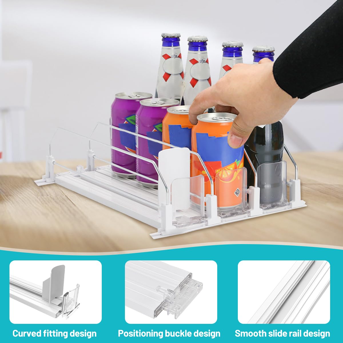Organizador nevera 31cm – Dispensador automático para frigorifico, organizador de 12 unidades (3 filas), accesorio esencial para nevera, solución práctica de almacenamiento.