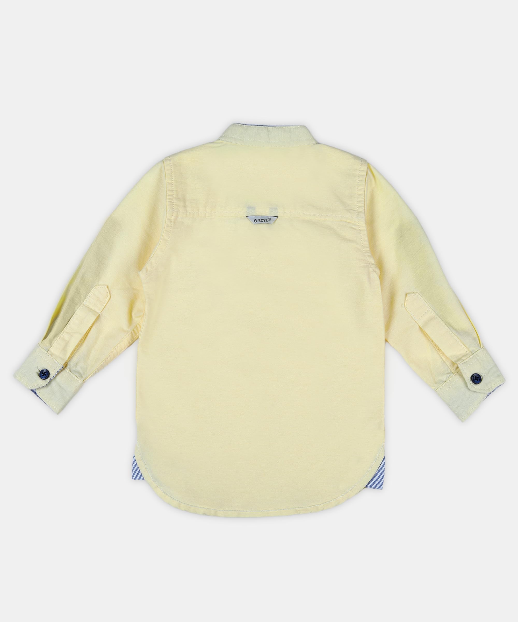 Pooja Baby Kids Stylish Solid Style Cotton Regular Fit Kurta Formal Boys Shirt Casual Wear Buttoned Kurta for Boys (4-5 Years, Lemon Yellow) - Image 2 thumbnail