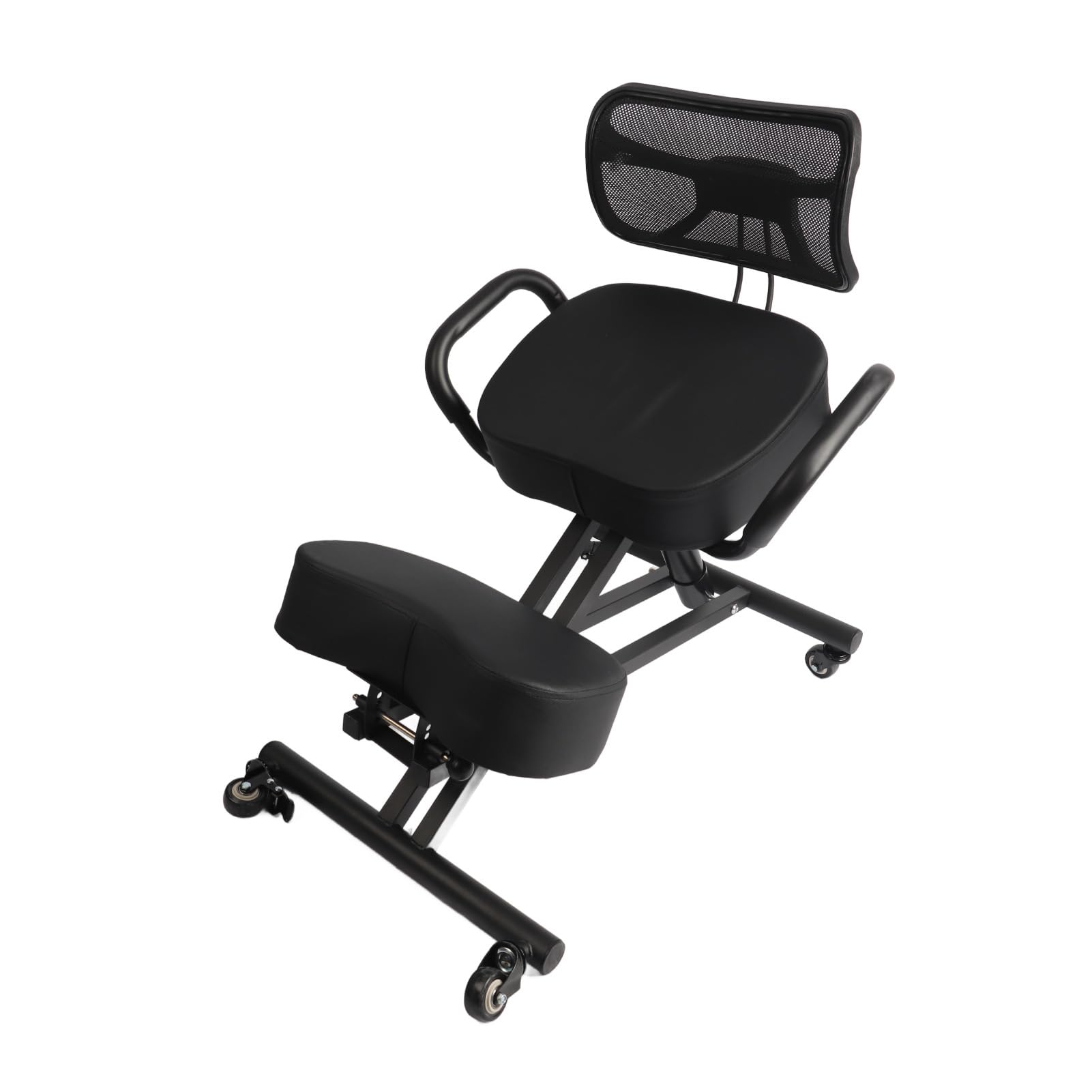Regulowane, Ergonomiczne Krzesło do Klęczenia z Podparciem Pleców i skórzaną poduszką do Korekcji Postawy Oraz Stołkiem Ortopedycznym, Odpowiednie dla Większości Ludzi