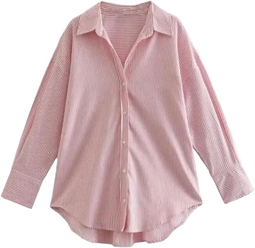 Women Single Breasted Blouse Vintage Lapel Neck Long Sleeves Female Chic Lady Shirts