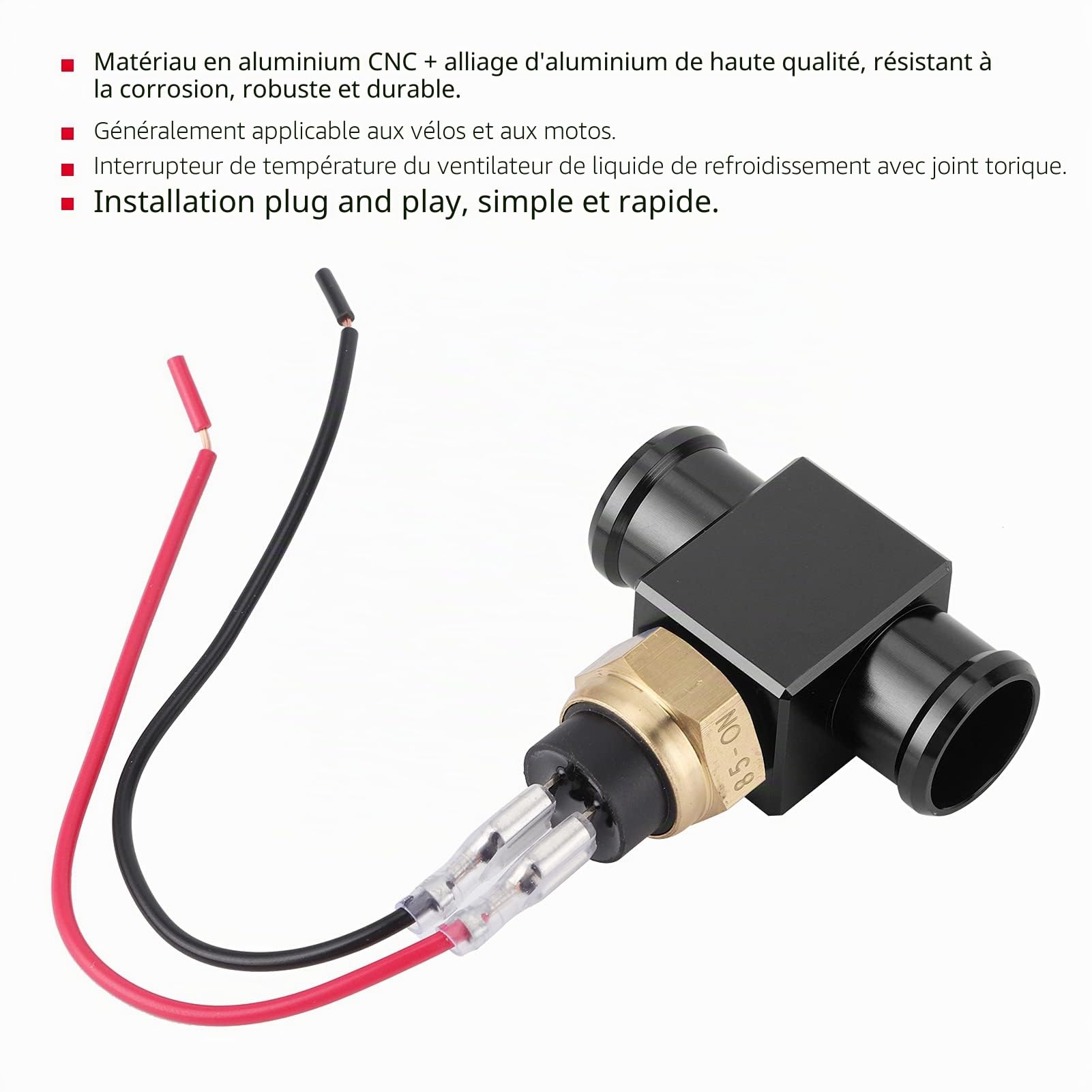 Thermostat Eau Interrupteur Température, Sonde Capteur de Refroidissement Moteur Radiateur Ventilateur avec Faisceau pour Moto Quad Scooter Voiture