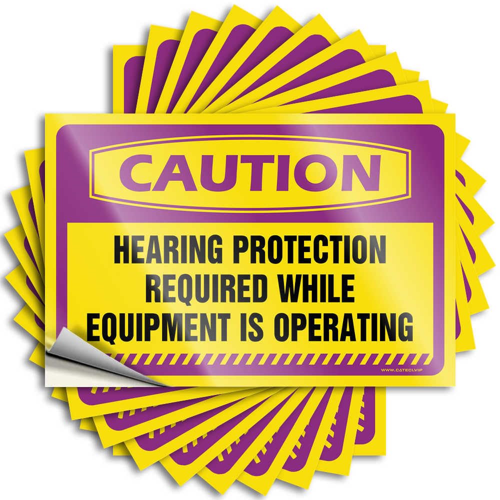 Fzfn Colour Stickers Bookish Rustic Window Caution Hearing Protection Required While Equipment Is Operating - No Residue Decals For Sports(6X9cm)