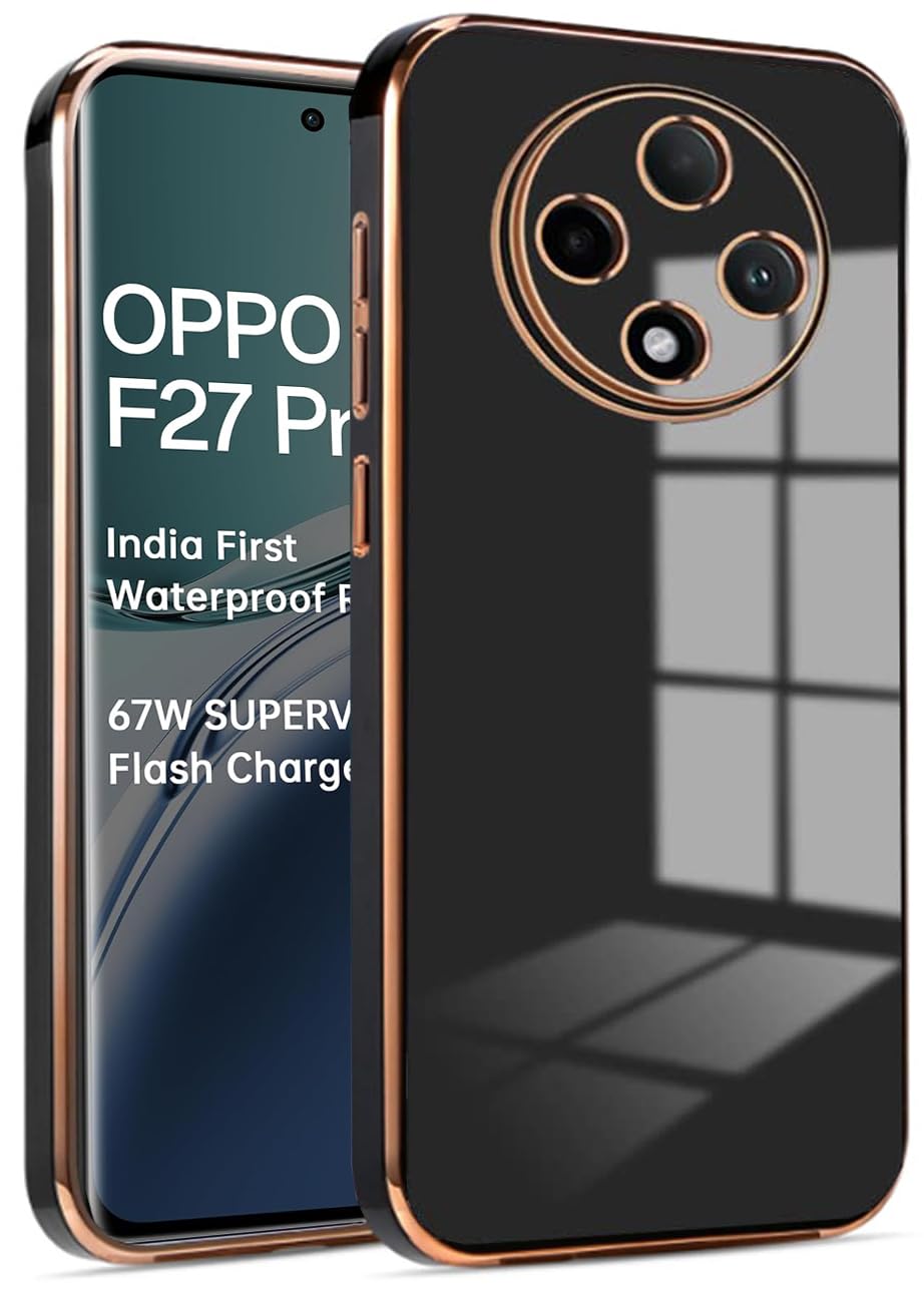 SHINESTAR Premium TPU Bumper Shockproof Soft Cover Electroplating 6D Design Silicone Skin Slim Case Back Cover for Oppo F27 Pro Plus 5G - Black (B0DB8J8T8M) Amazon Price History, Amazon Price Tracker
