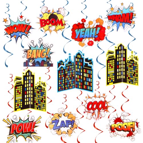 Oiuyamn 24 Pieces Hero Hanging Swirls Decorations