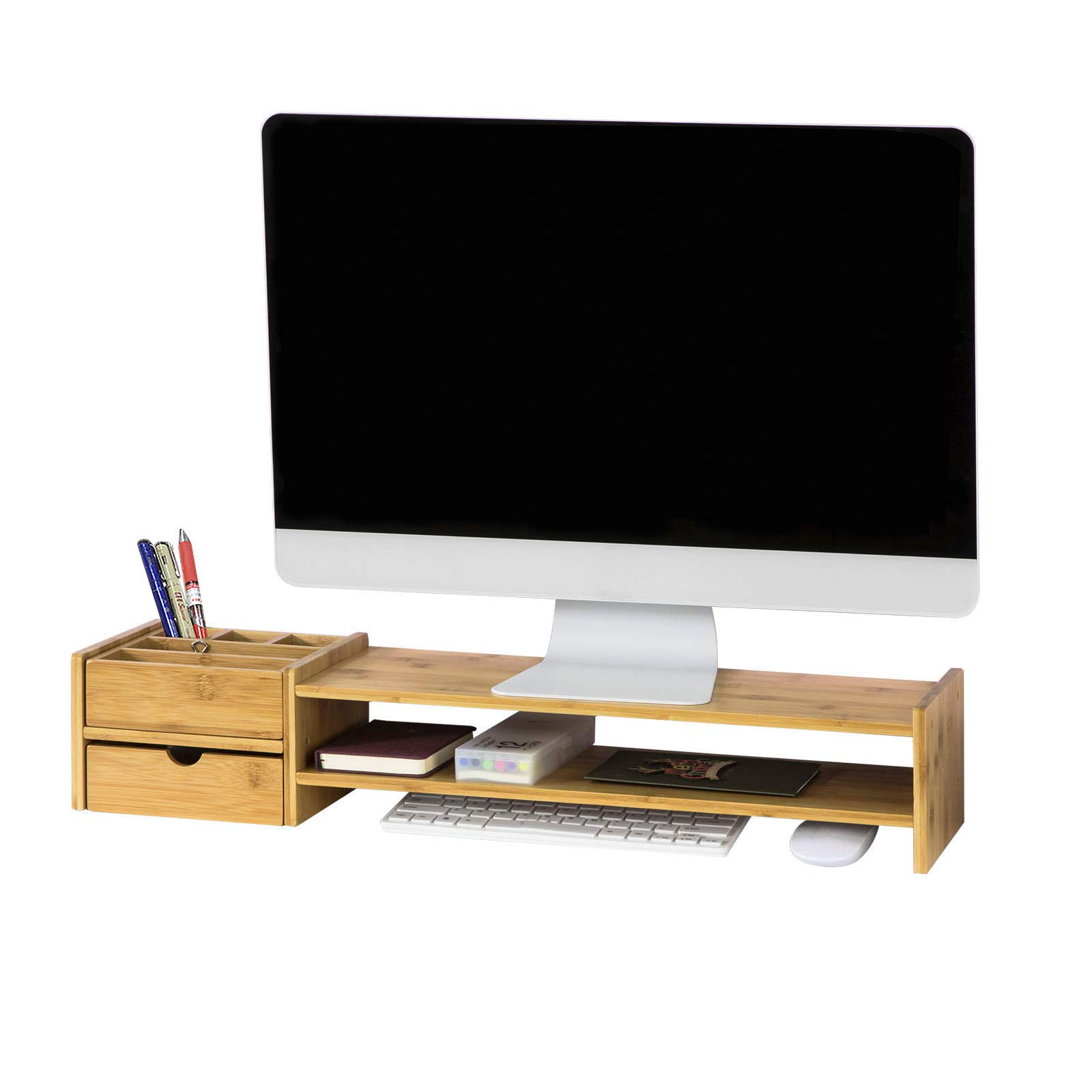 SoBuy Houten Monitorstandaard met Laden , Monitorverhoger
