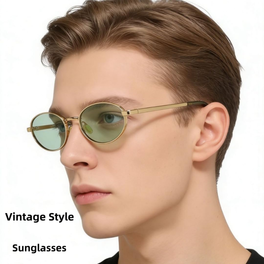Gafas de sol ovaladas con montura metálica, modernas y con protección UV para exteriores (UV400).
