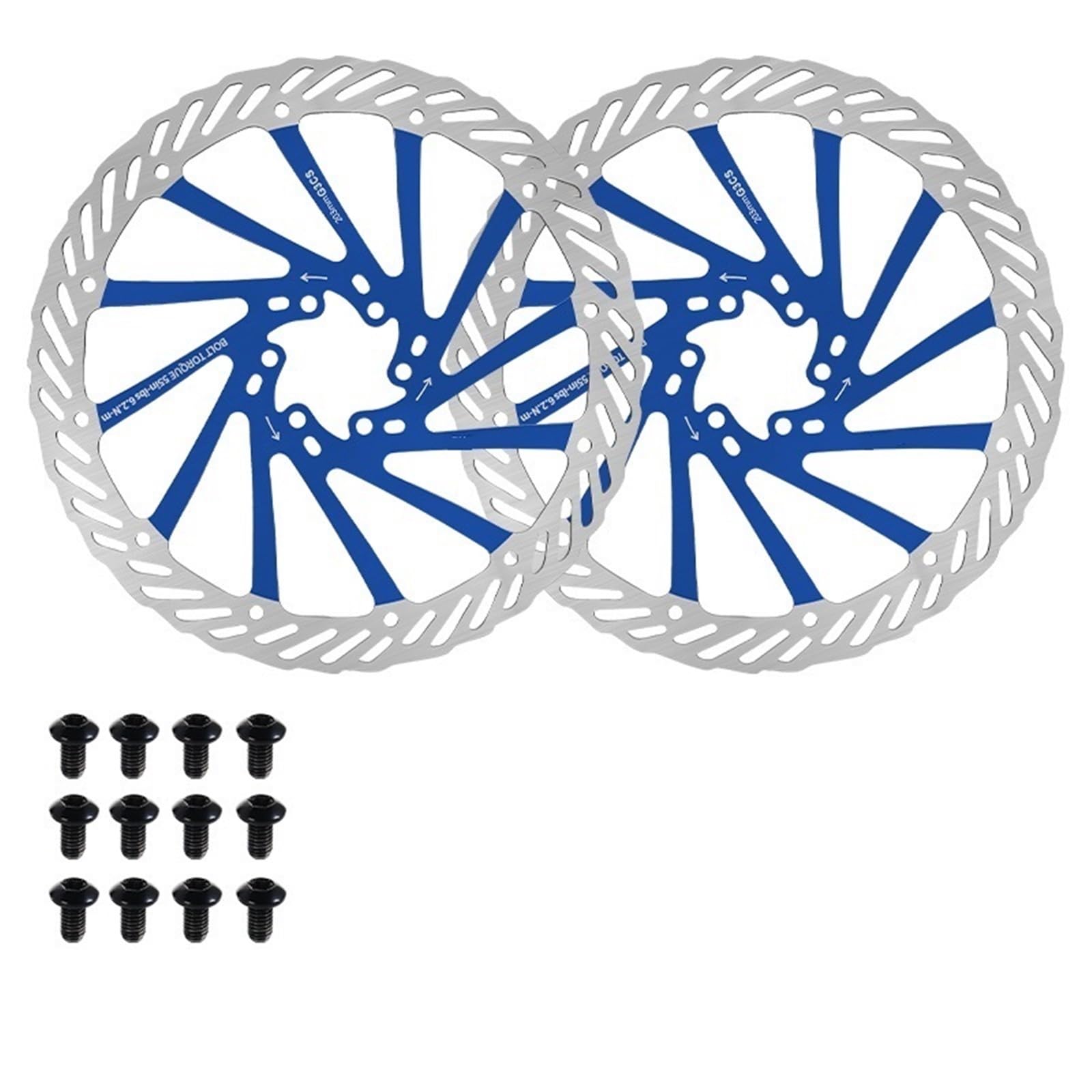 Disco freno 2 discos de freno para bicicleta de carretera, resistentes, de 160 mm, 180 mm y 203 mm, G3, de 6 pernos, compatibles con Shimano.(BLUE-180-203MM)