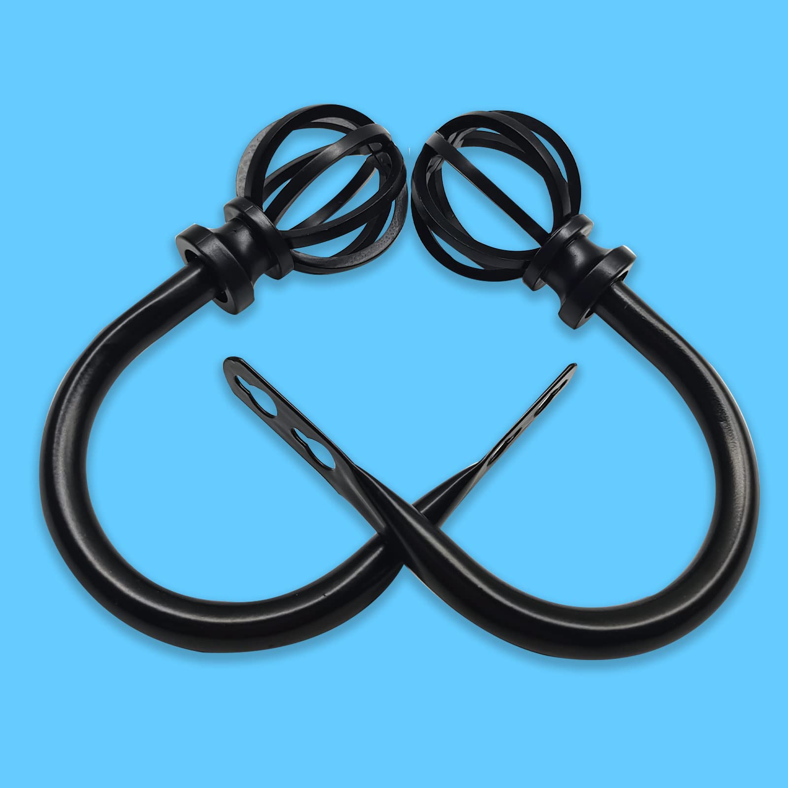 Curtain Holdbacks, Curtain Hooks for Drapes with Screws Wall Mounted, Decorative Drapery Holdbacks for Bedroom Livingroom Office, Twisted Cage Finials Curtain Tiebacks (2pcs)