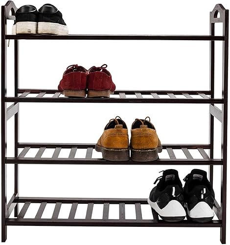 Miniatura 8 de Zapatero de bambú de 6 niveles para zapatos, armario estrecho para zapatos, torre de zapatos, organizador de almacenamiento independiente para