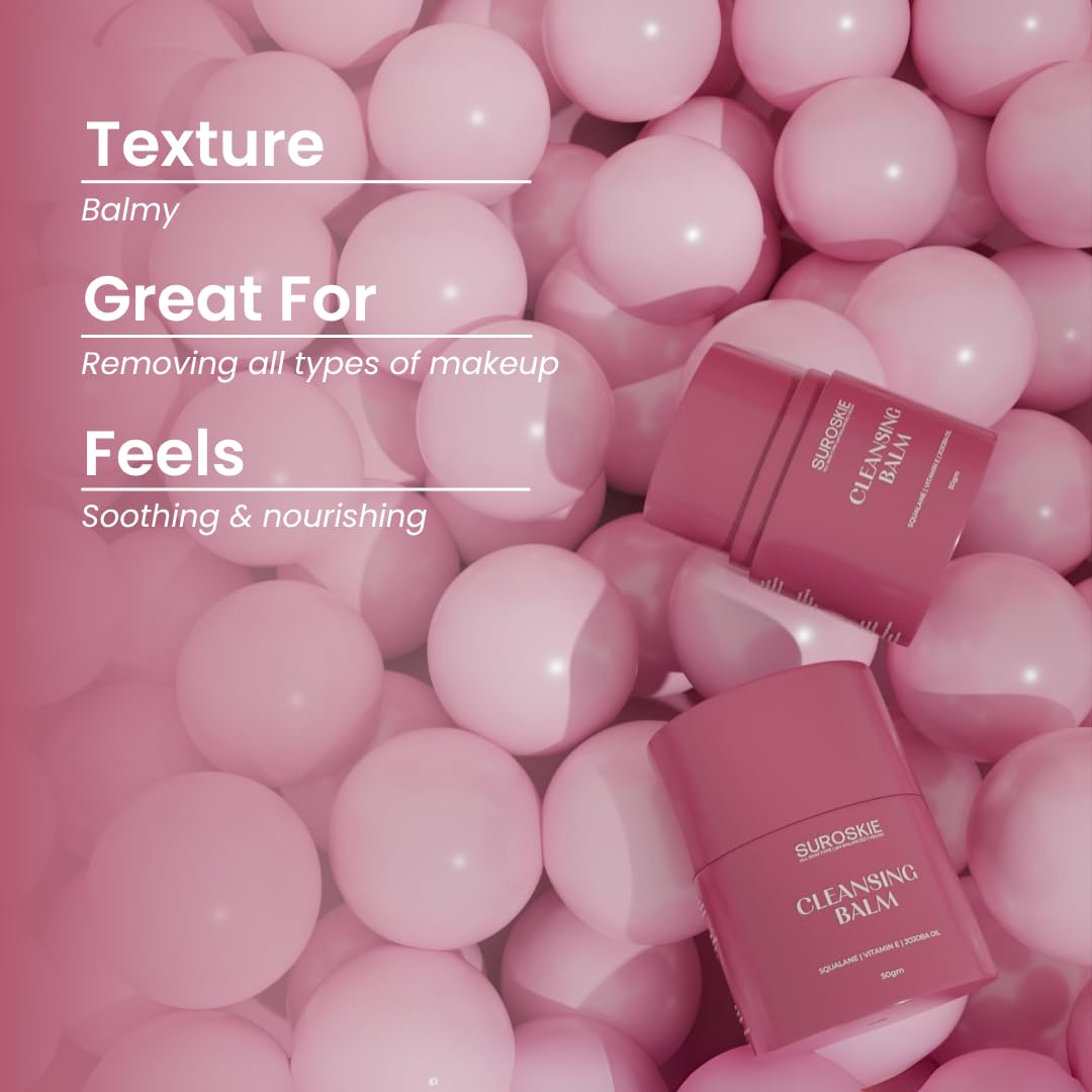 Suroskie Cleansing Balm for Face 50gm | 2 in 1 Makeup Remover & Cleanser | Face Scrub Removes Excess Oil & Dirt | Clean, Smooth & Nourished Skin For All Skin Types | Skin Care Products | Men & Women - Image 4 thumbnail