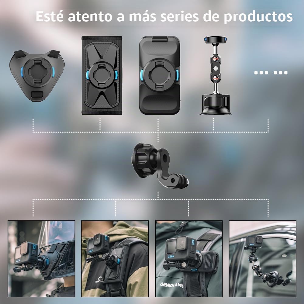 Soporte magnético de liberación rápida para casco de motocicleta GoPro, soporte magnético para casco de moto de cross compatible con GoPro Hero 13,12, 11, 10, 9, 8, 7,DJI Osmo Action 5Pro 4 3 2