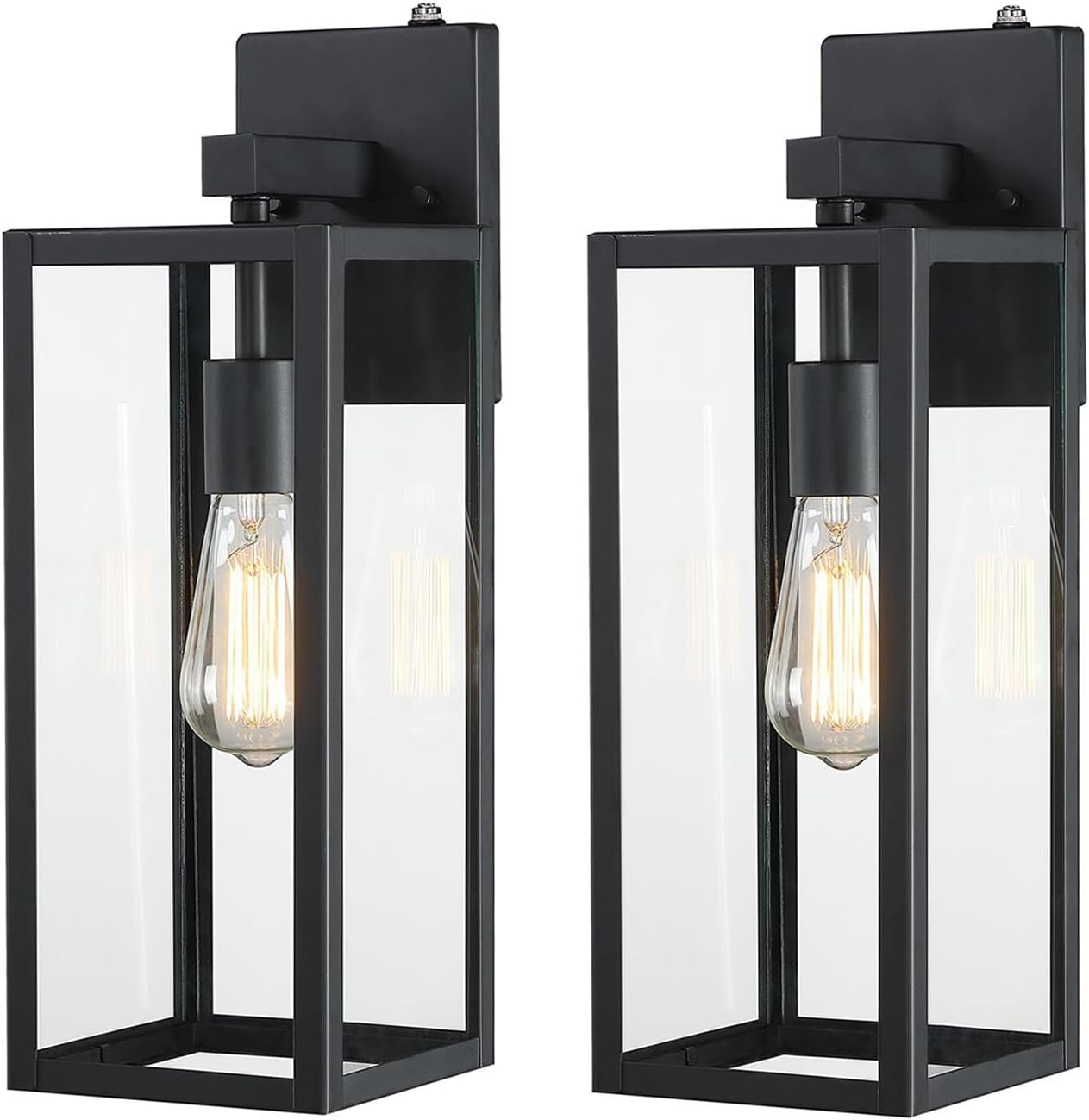 18 Inch Outdoor Wall Light Dusk to Dawn,2 Pack Outdoor Lanterns for Porch,Large Outdoor Sconce Lights with Sensor,Photocell Wall Lantern for Porch Patio Garage