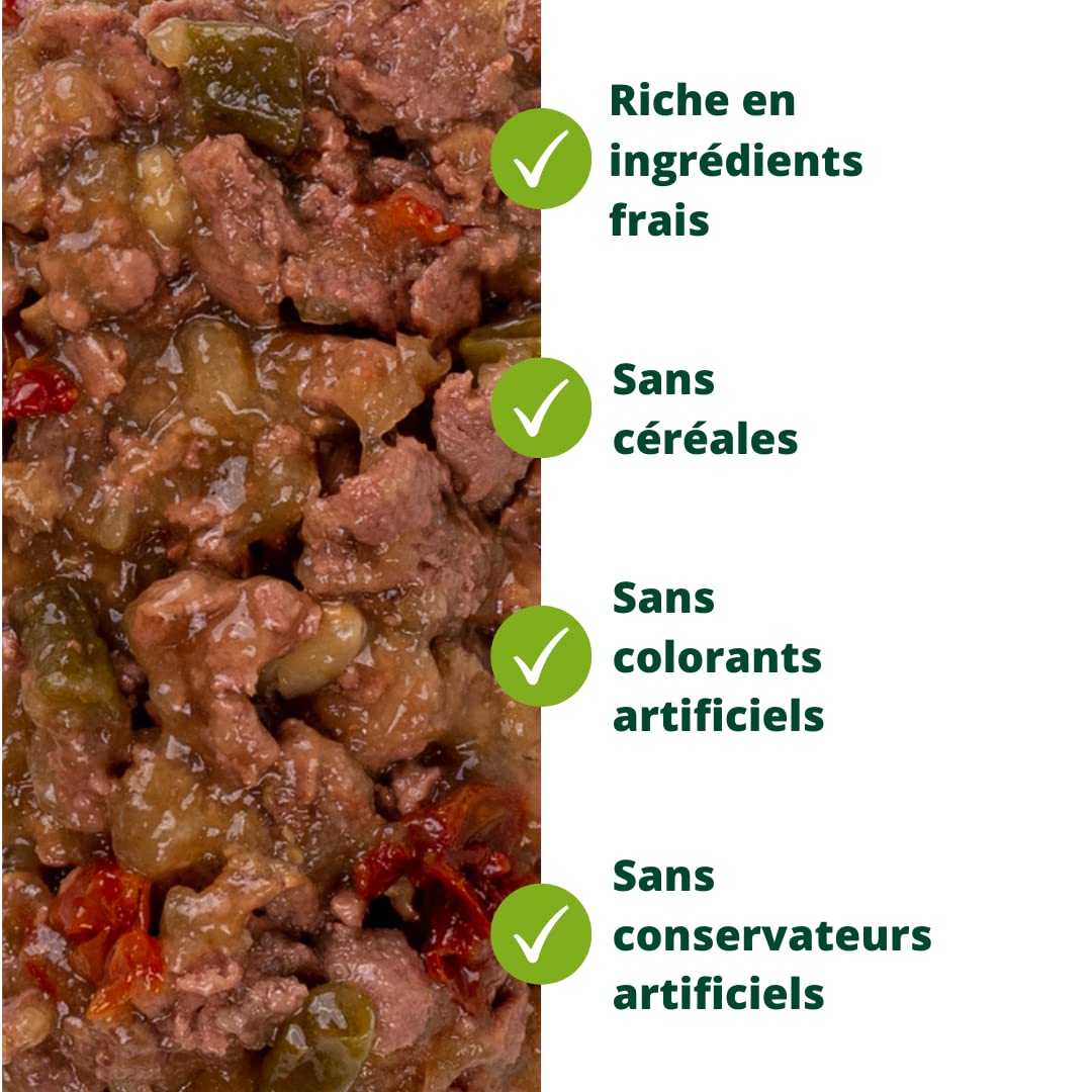 EQUILIBRE & INSTINCT - Chat Stérilisé - Sachet Nourriture Humide Boeuf - Maintien des défenses immunitaires - Recette Complète formulée avec des vétérinaires - 48x85g - Fabriqué en France