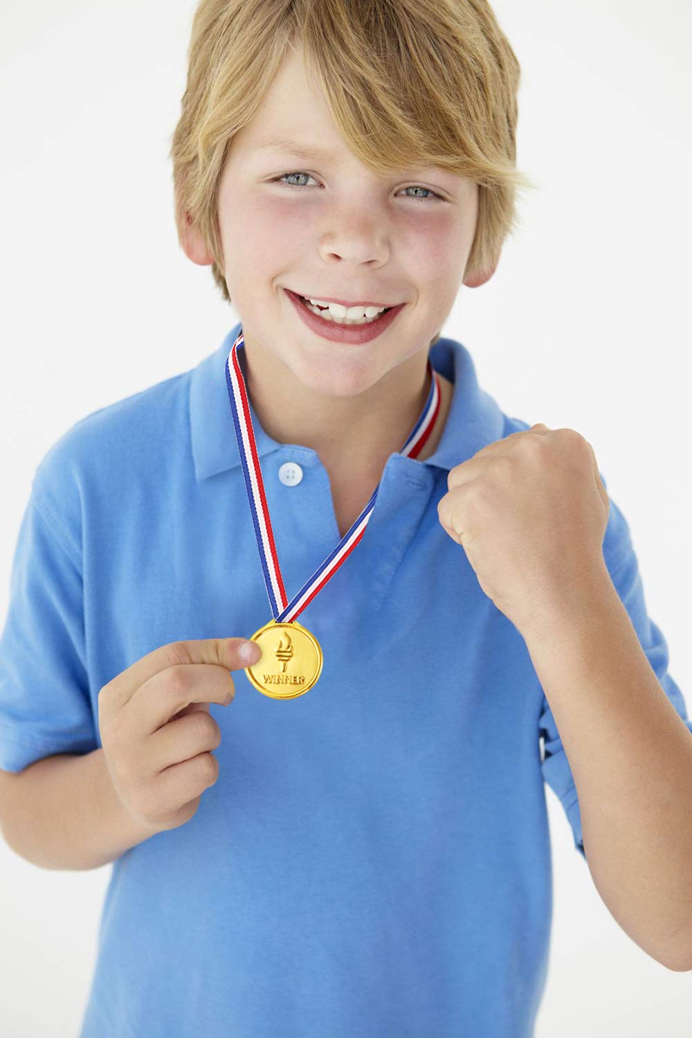 Pllieay 48 Pièces Médailles Enfants Médailles Or en Plastique pour Compétition, Thème Sport Day, Récompenses