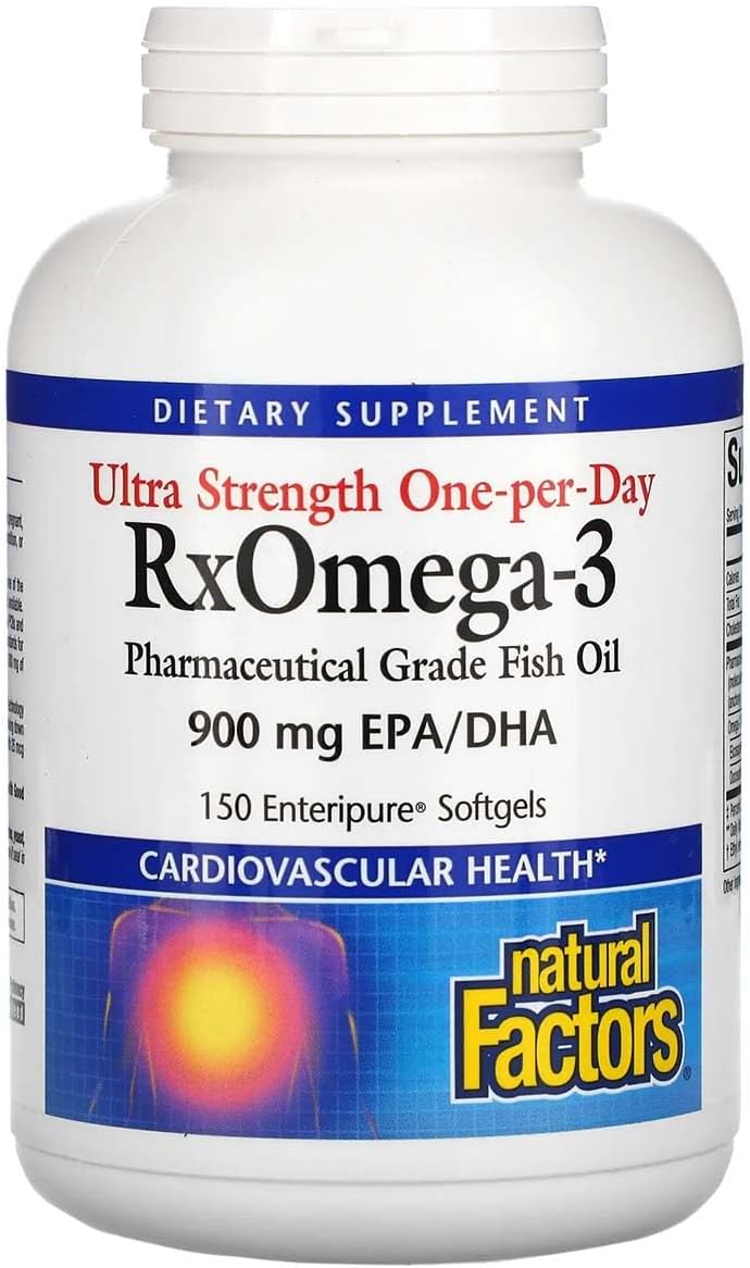 Natural Factors RxOmega-3 Ultra Strength - Brain & Heart Health Support - Eye Health Supplement with EPA & DHA - Supplement with Omega-3 Fatty Acids & Vitamin D3-150 Softgels (75 Servings)