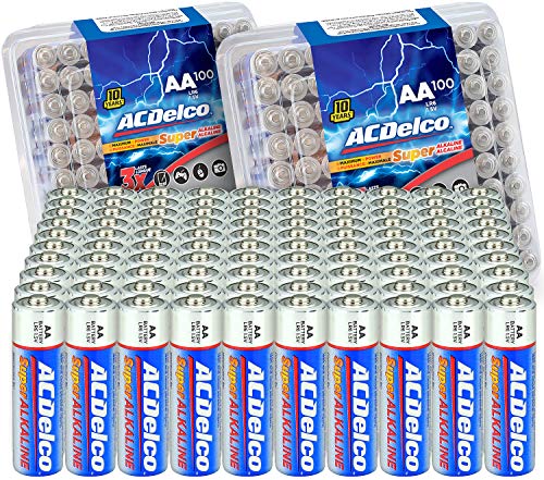 Powermax USA ACDelco 200-Count AA Batteries, Super Alkaline Battery, 10-Year Shelf Life, Recloseable Packaging