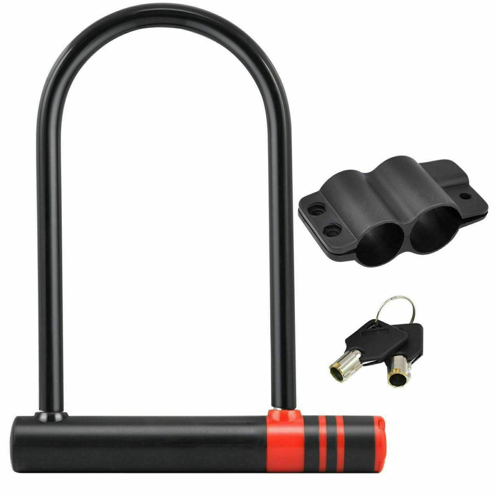 Retaaj Black Bike U-Lock, 10Mm Heavy Duty Combination Bicycle D Shackle Lock Strong Heavy Duty Security Anti Theft Lock Cycling Motorcycle Motorbike, 180 X 240Mm, 2 Keys