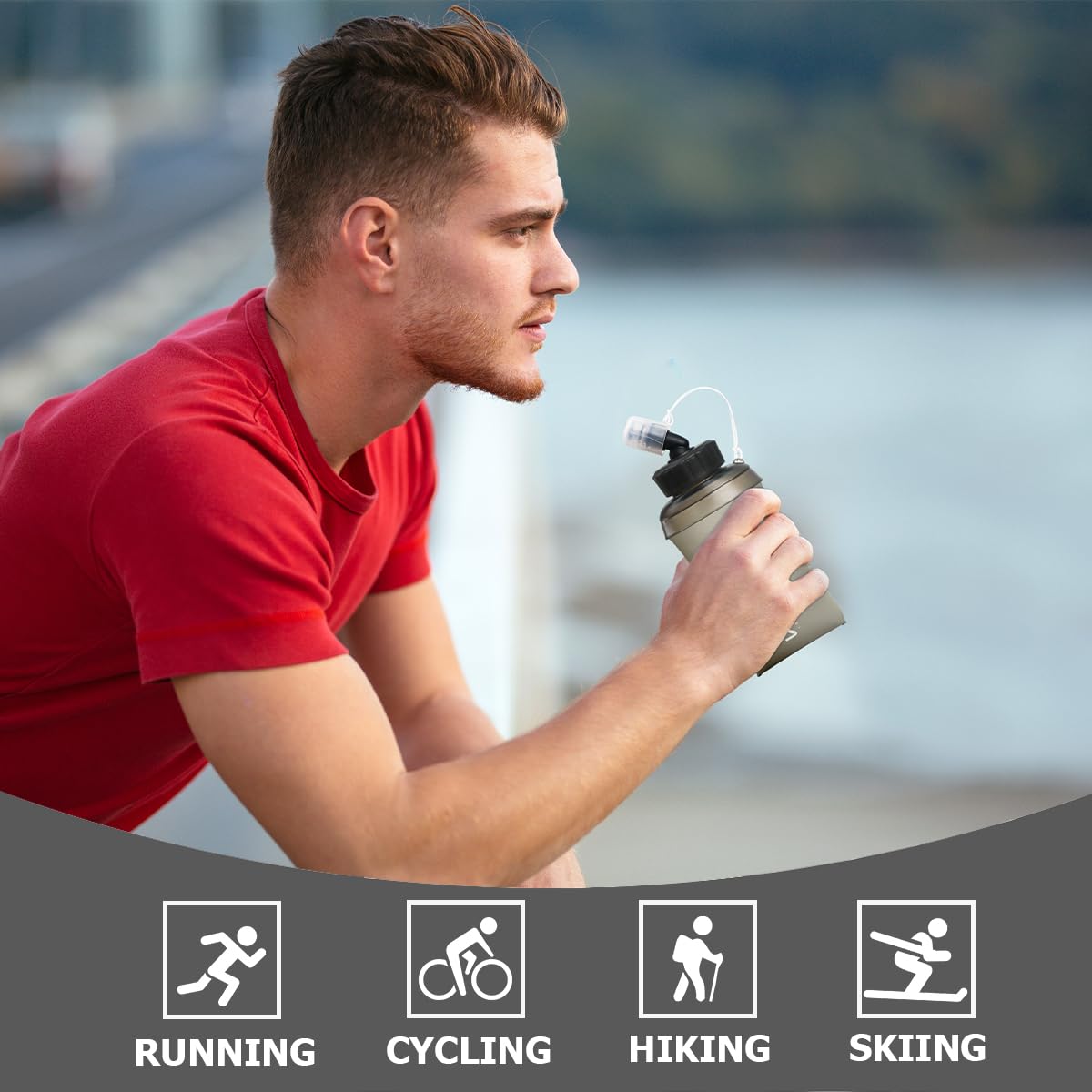 WRELS Weiche TPU-Wasserflaschen, BPA-frei, faltbar, mit breiter Öffnung für Laufweste, leicht, faltbar, Wasserflasche für Laufen, Marathon, Trail-Wandern, 350 ml / 500 ml, 2 Packungen