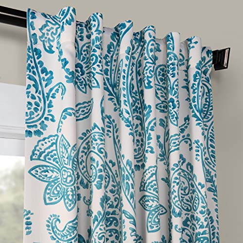 HPD Half Price Drapes Printed Room Darkening Curtain 50 X 108 (1 Panel), BOCH-KC16072E-108, Tea Time Teal - Image 4