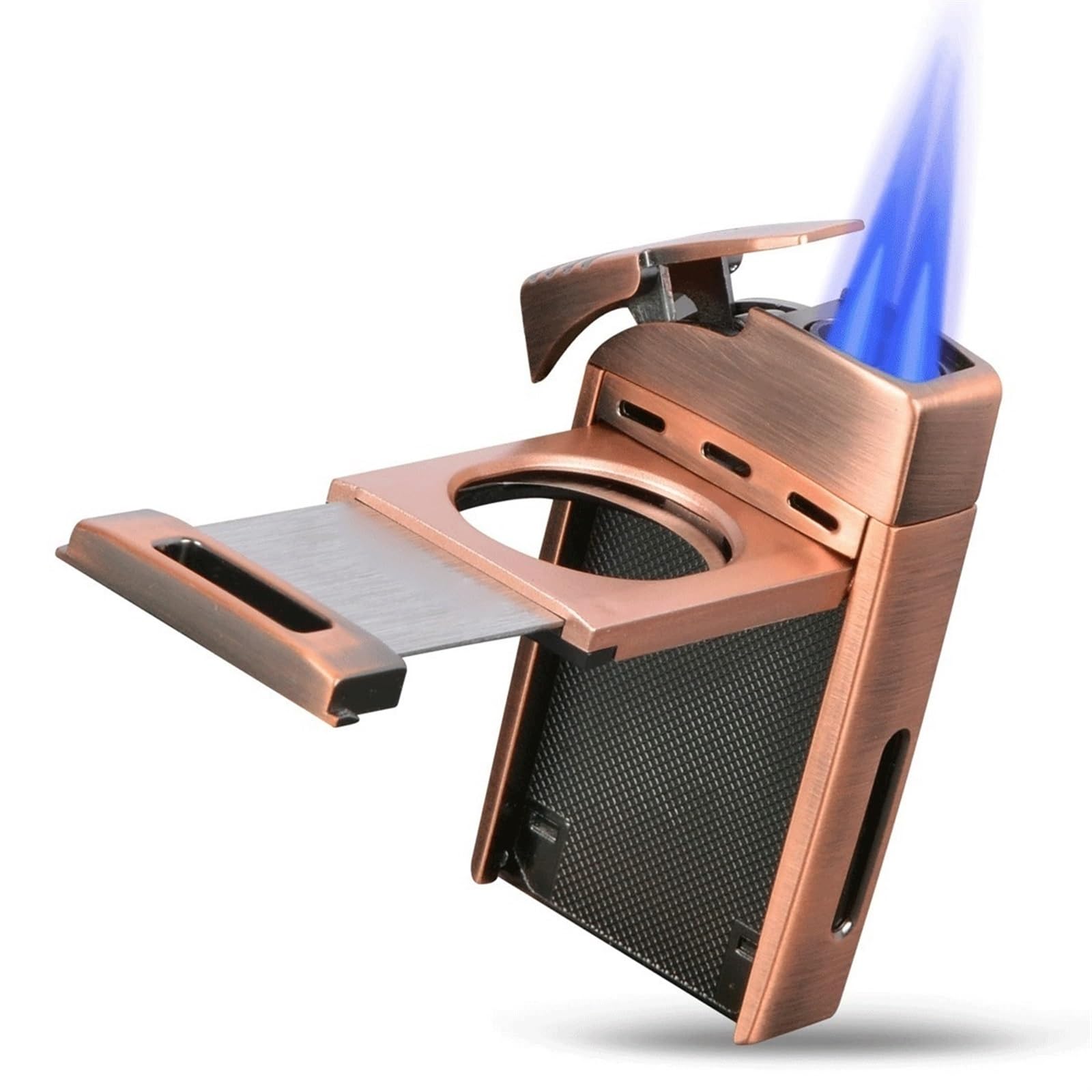 Encendedor de metal con doble llama, recargable, portátil, resistente al viento, perfecto para camping, barbacoa y necesidades de supervivencia