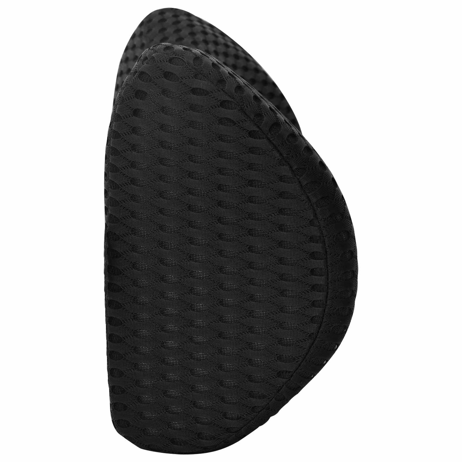 Cojín de respaldo negro de espuma viscoelástica 46 x 24 x 11 cm, acolchado ergonómico con funda de malla transpirable, lavable para dormir de espalda y postura relajada en interiores