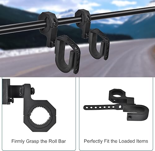 Miniatura 3 de UTV - Estante para armas, barra enrollable UTV para pistolas/arcos, se adapta a barras de rollo de 1.75 a 2 pulgadas compatibles con Polaris RZR