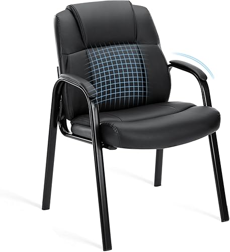 Miniatura 13 de OLIXIS Juego de 4 sillas de sala de espera, sillas laterales estacionarias de cuero para recepción de escritorio de oficina para invitados con