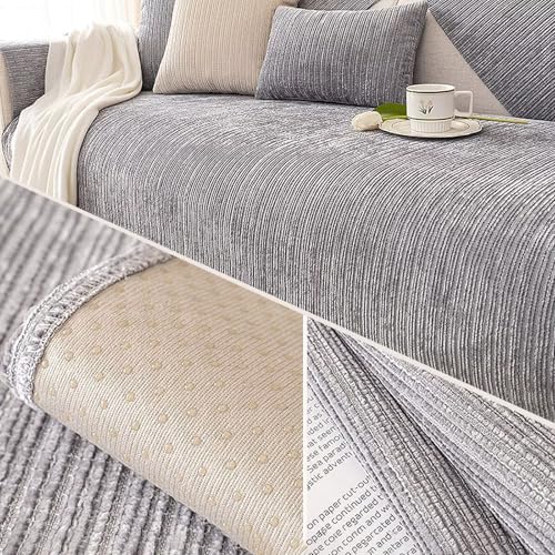 Edumov Sofa Überzug rutschfeste, Universal Sofaschoner 1 2 3 4 Sitzer, Waschbar Sofabezug Sofaüberwurf, Weiche Couchüberzug Überwurfdecken für L Form U Form Sektionssofa(Grau, 70x70cm)