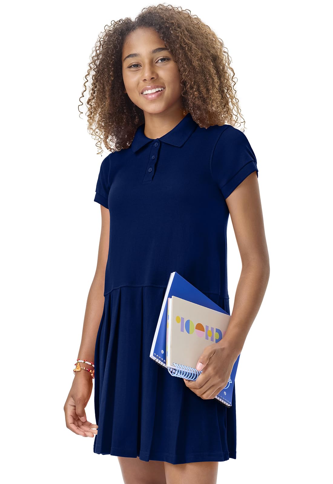 Classroom Girls Polo Dress School Outfit for Toddler,Pleated Skirt
