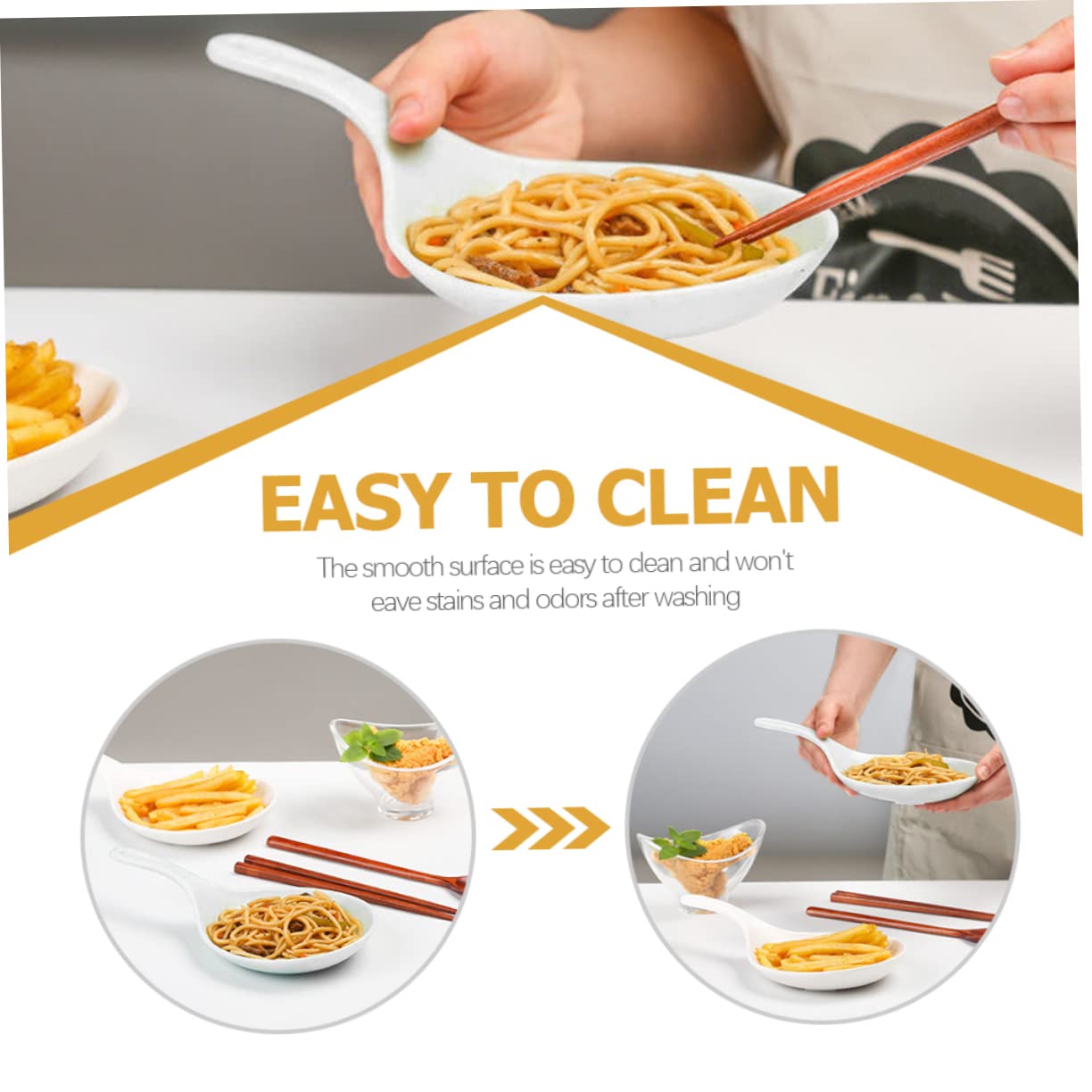 Garneck Handheld Tray Sauce Cups Serving Plates Pasta Dip Bowls Serving Plates Salad Dish with Handle Melamine Seasoning Dish Sauce Bowl Appetizers Appetizer Dish White Food Grade Melamine