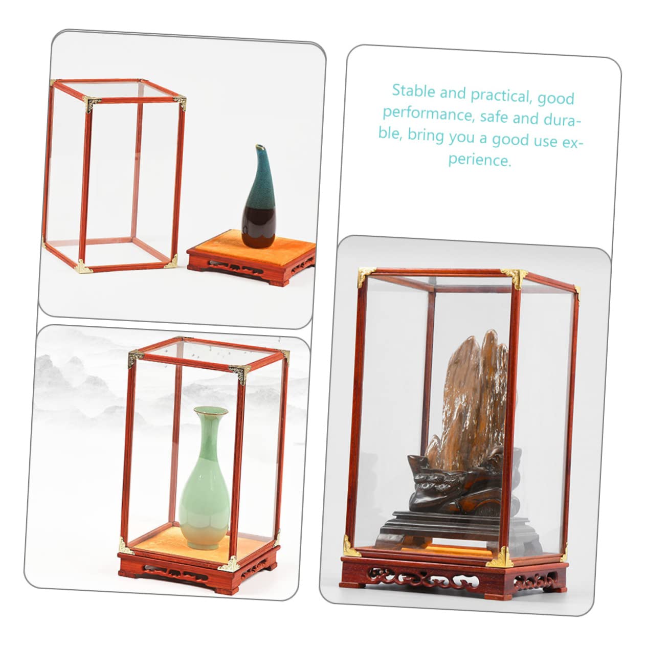 TOPBATHY Antike Sammlervitrine und Glas Staubdichte Aufbewahrungsbox für Bastelmodelle und Kunstwerke Transparenter Schaukasten für Wohn und Schreibtischdekoration