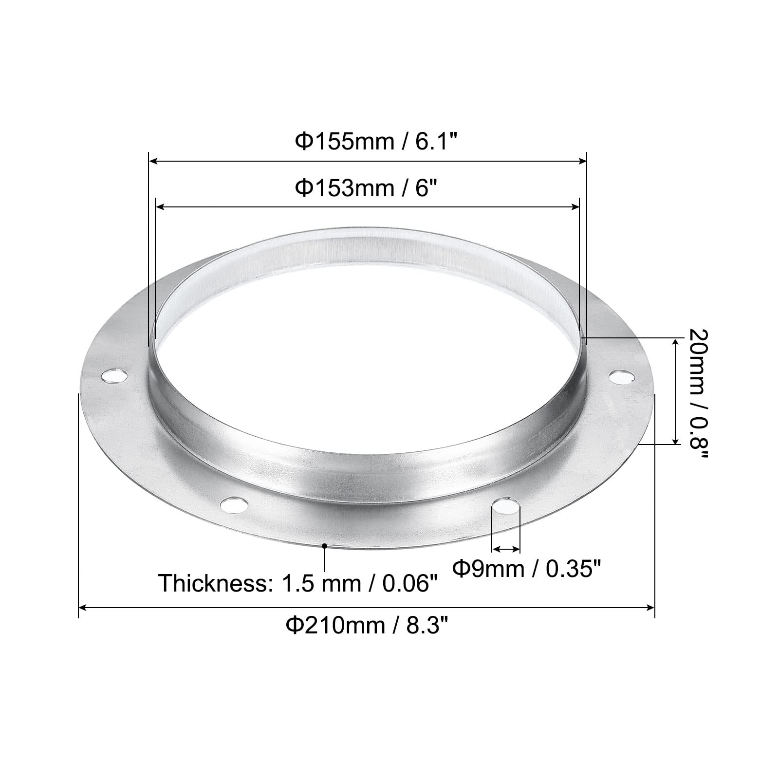 PATIKIL 6" Duct Connector Flange - Image 2