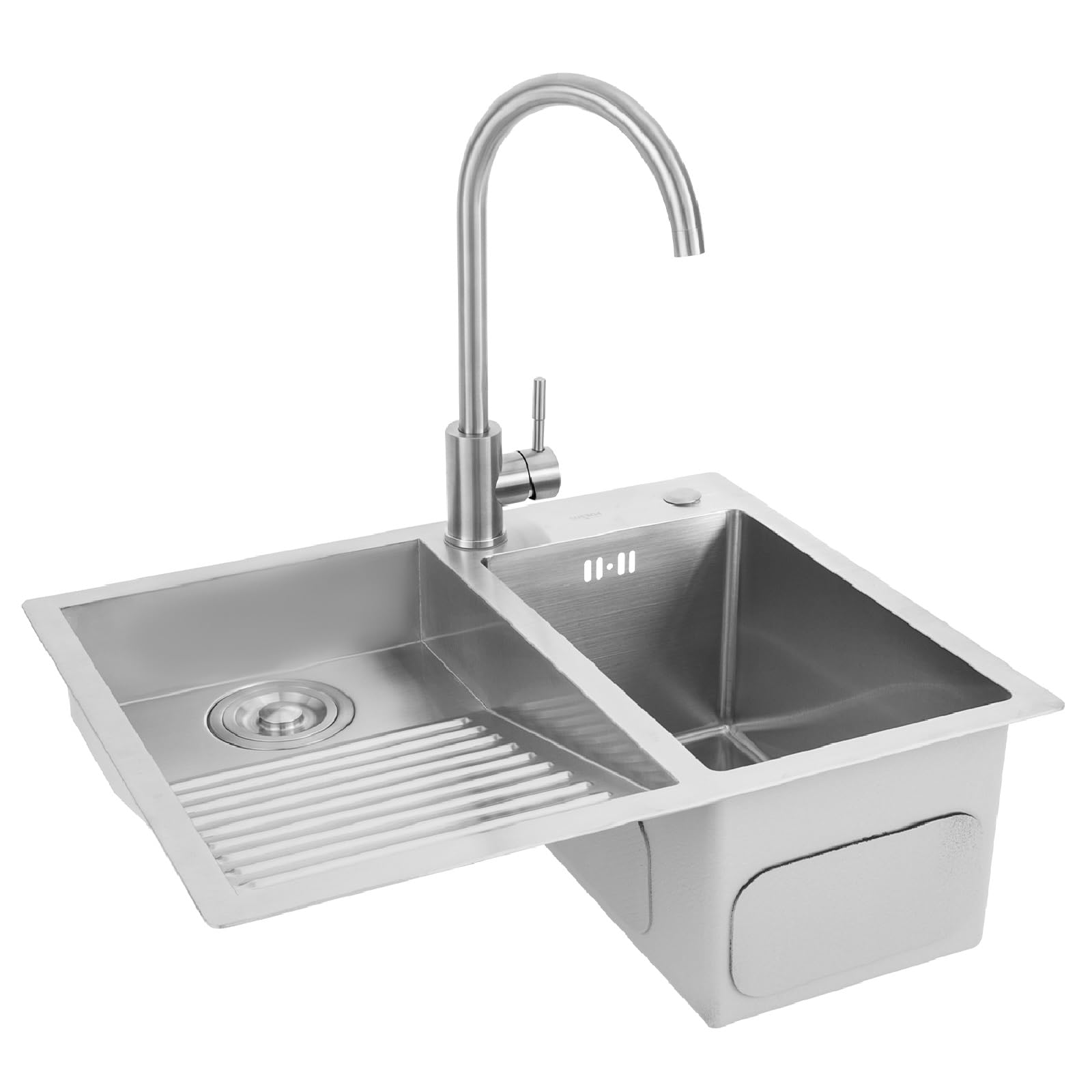 Stainless Steel Laundry Utility Sink with Washboard 23.62 * 18.89in Top Mount&Under Mount Laundry Sink Wash Basin Double Bowl Laundry Pool for Kitchen Balcony Outdoor Use