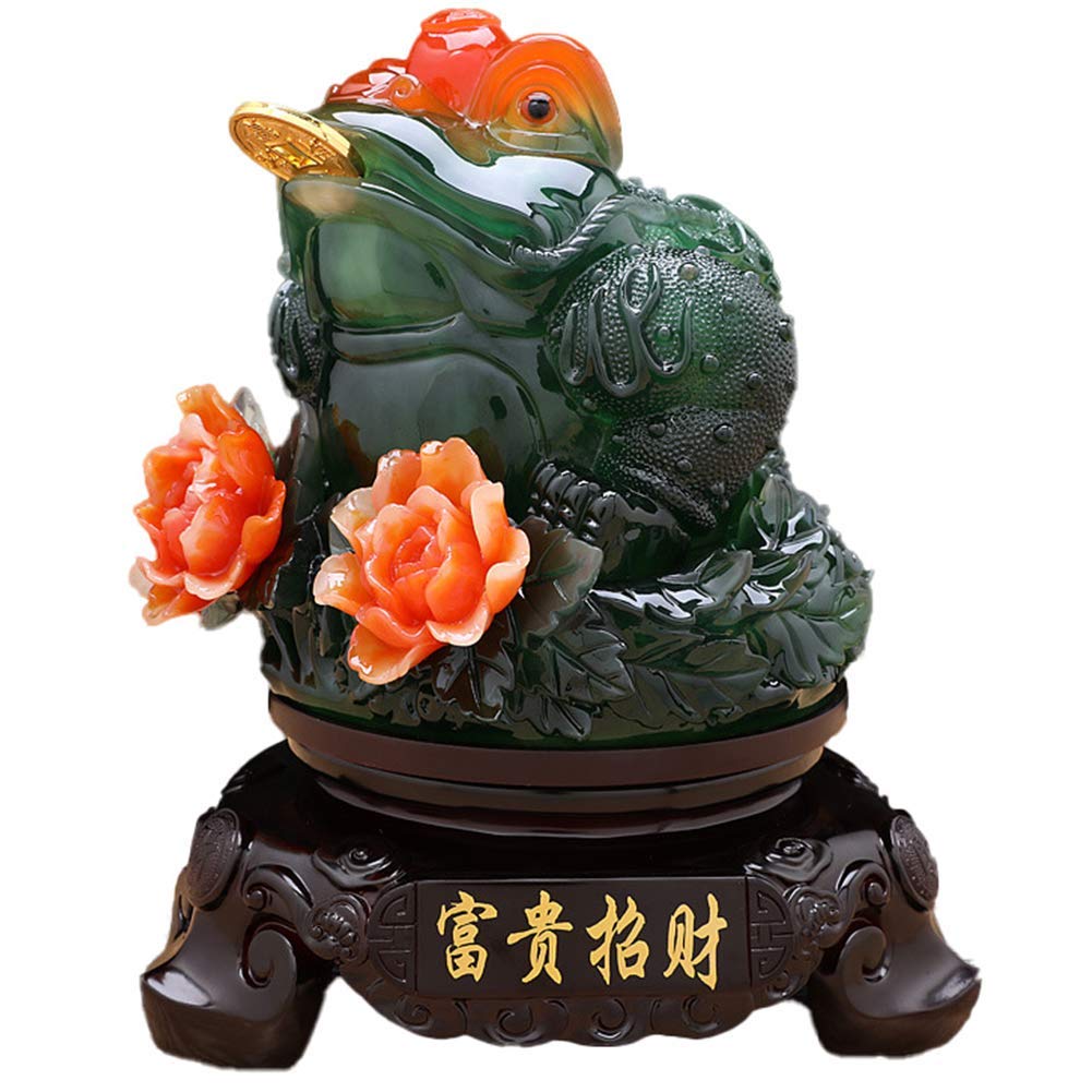 YNIYUJKL Money Frog Feng Shui With Coin Statue Figurines, Money Toad Sculpture, Attract Wealth And Good Luck, Decor,Green,Gr?n-A