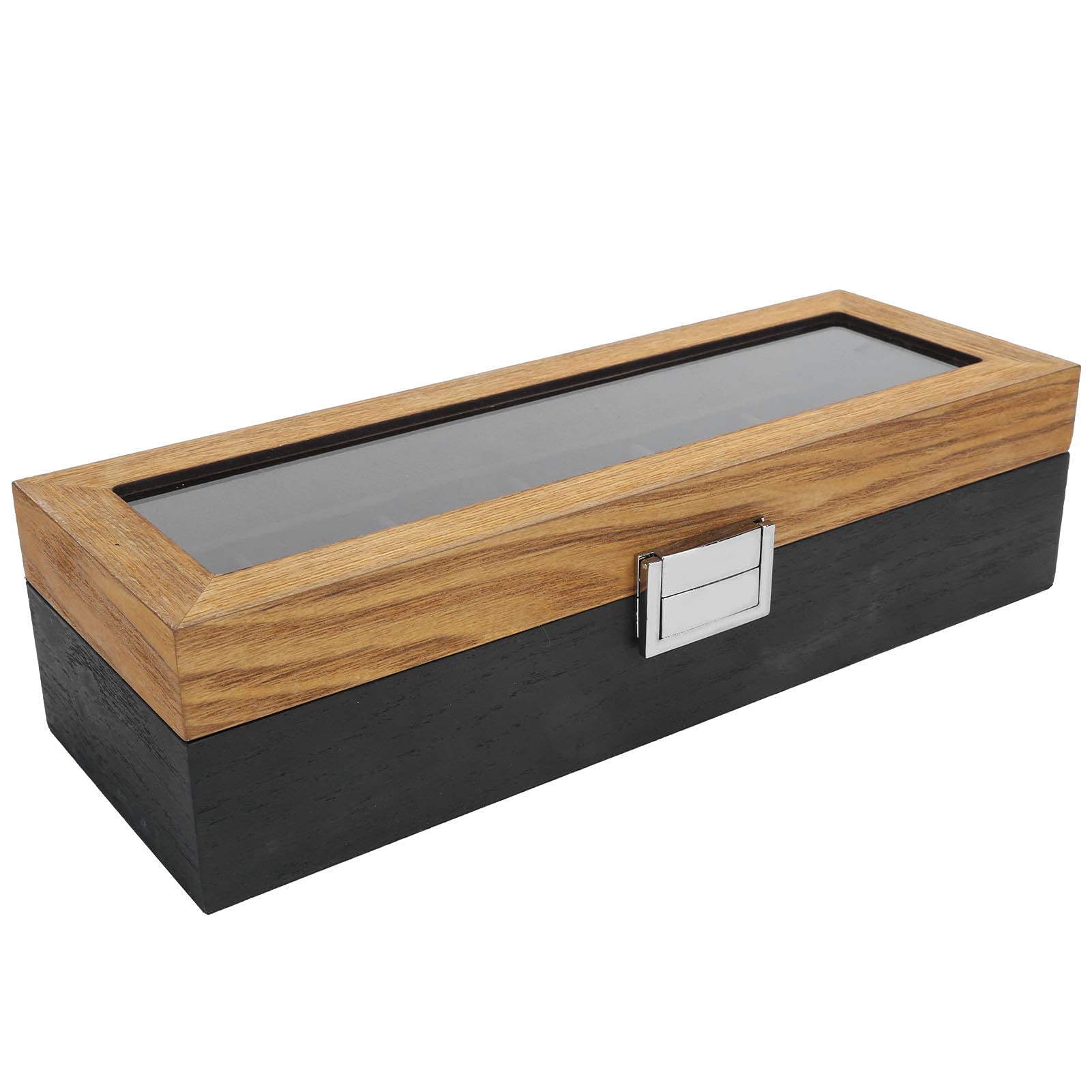 Uten Horloge Box 6 vakken, hoge kwaliteit massief houten horlogekast, horloge display opbergdoos met gouden slot en sleutel, verwijderbare horlogekussens, imitatie suède voering, cadeau-idee voor