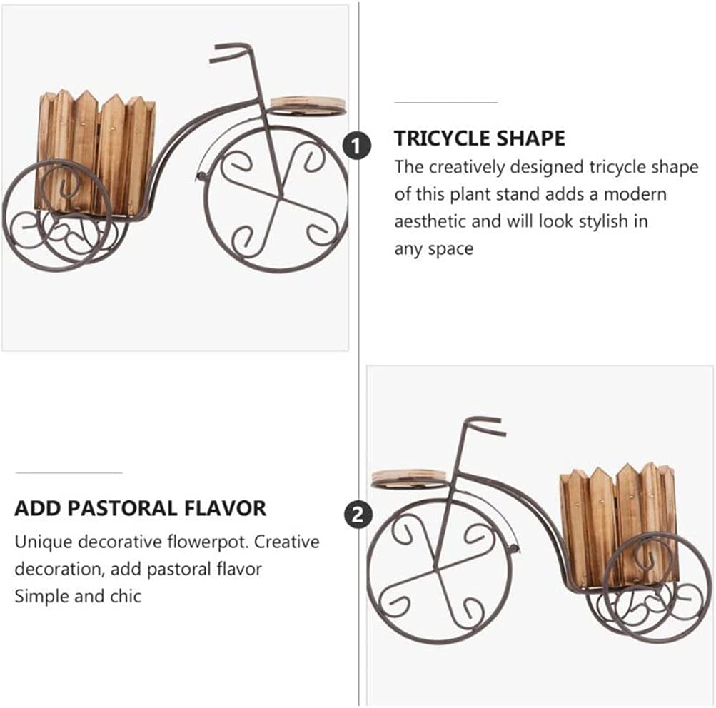 Plant Stand Rustic Bicycle Flower Pot Cart Holder Flower Basket Home Garden(D)