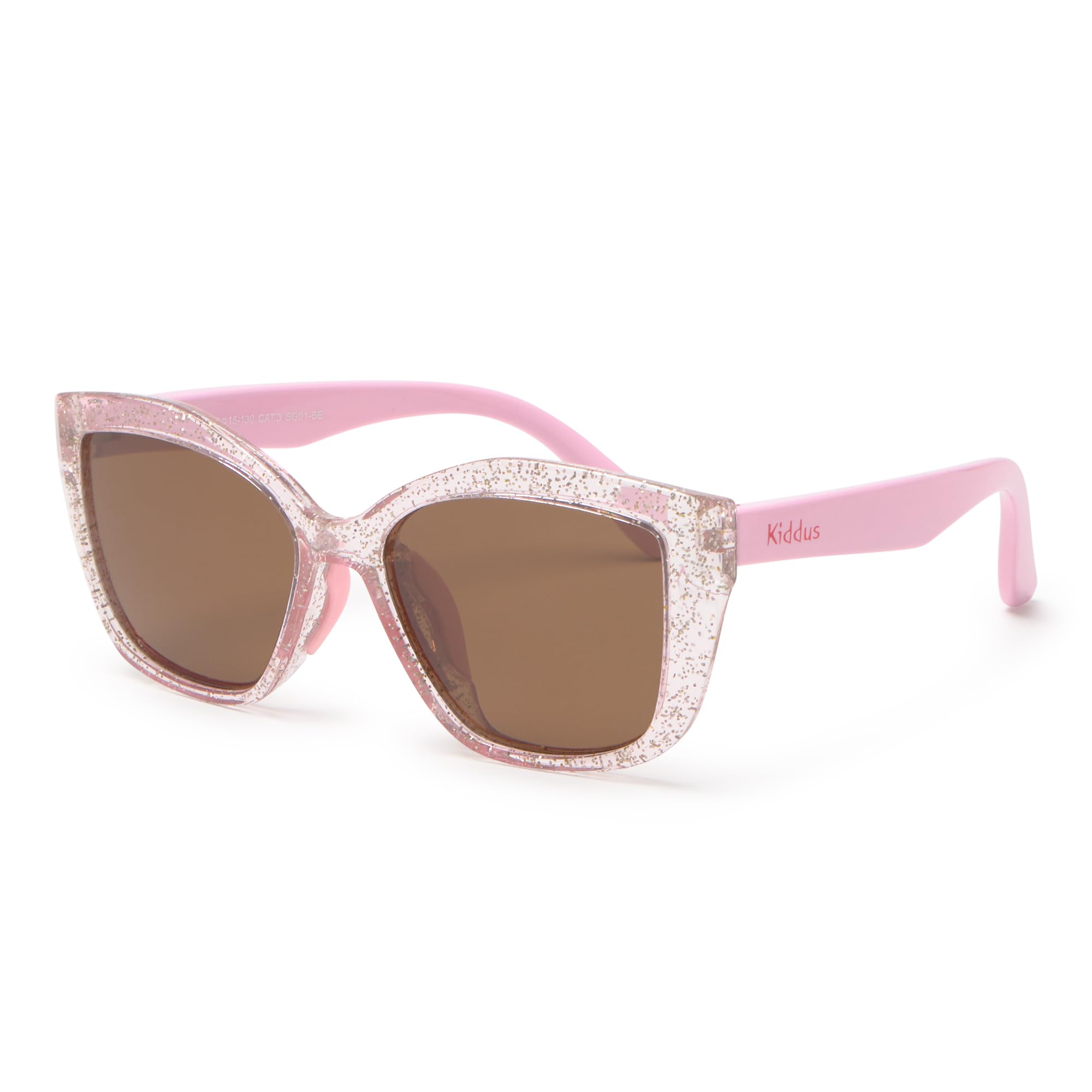 Kiddus Occhiali da Sole Bambina 4-8 Anni, Polarizzati UV400 CAT3, Montatura TR90 Flessibile, Aste in TPE, Ponte in Silicone, Certificazione CE ISO REACH