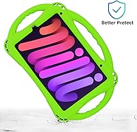 Vista 2 de TopEsct Funda infantil para iPad mini 7 (A17 Pro) 2024/iPad Mini6 2021, funda de silicona a prueba de golpes con soporte de asa para iPad mini