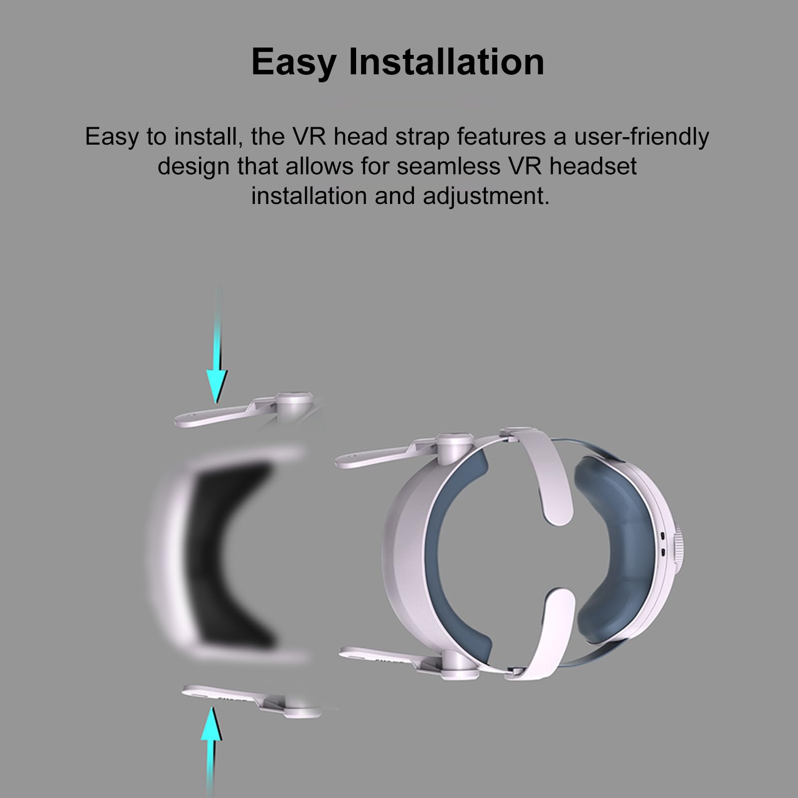 Jemora Sangle de tête Compatible avec Le Casque Meta VR 5000 mAh Rechargeable, Sangle de tête réglable enveloppante à 360°, soulagement de la Pression à 180°, Accessoires VR pour Un Port confor