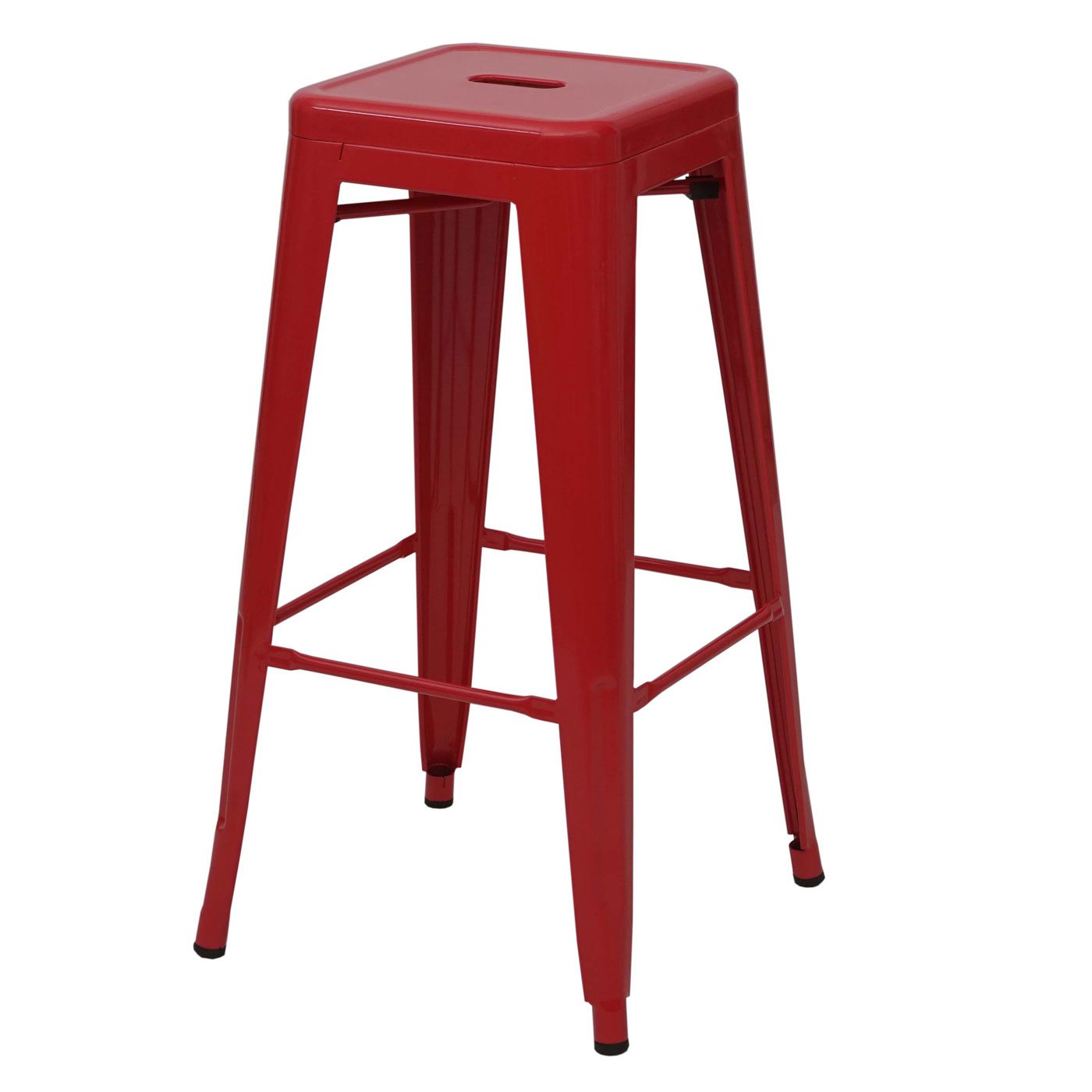 Set 4X sgabelli da Bar HWC-A73 Design Moderno impilabile Metallo - Rosso