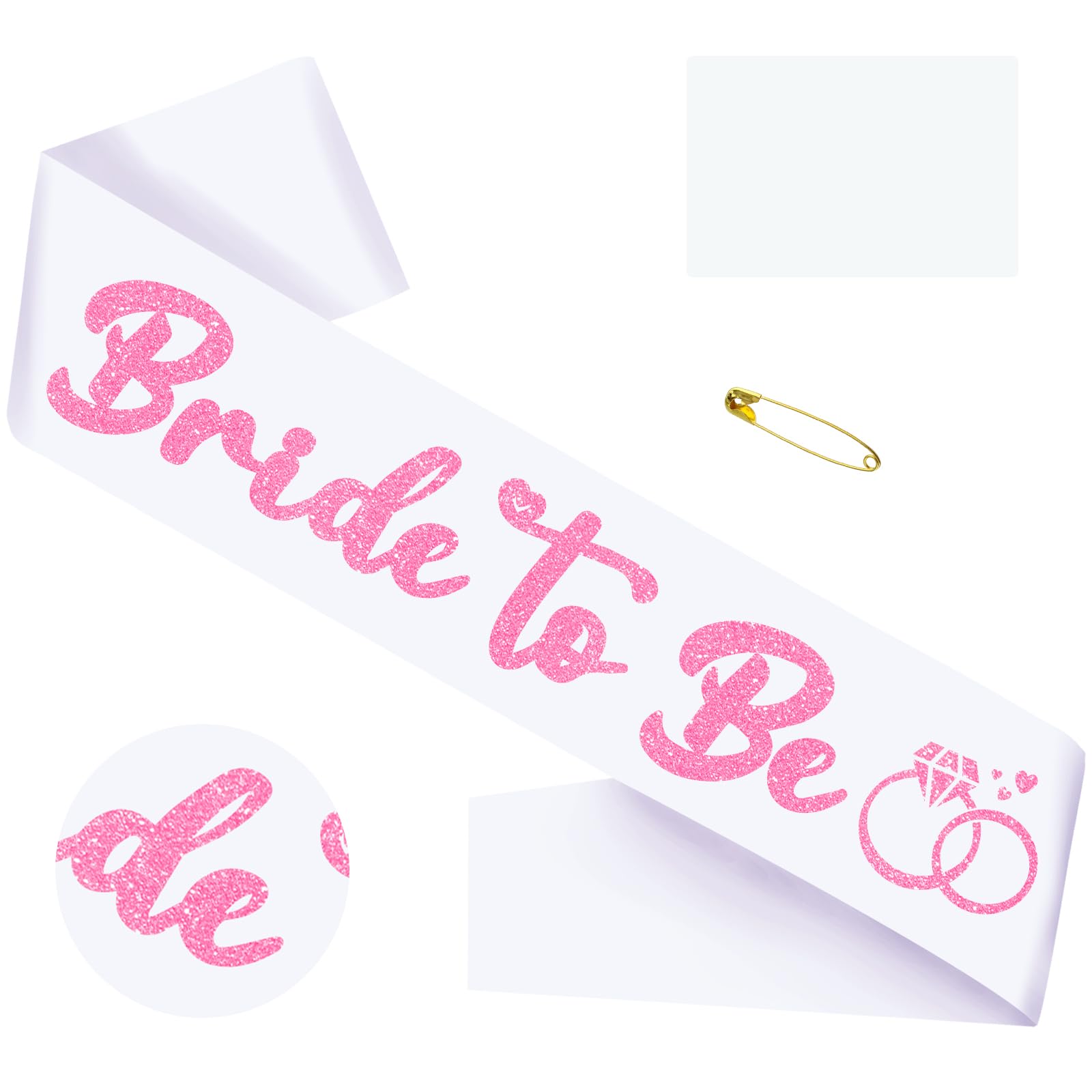 SKJIAYEE Bride to Be Sash, Bachelorette & Bridal Shower Sash, Glitter Pink White for Bride
